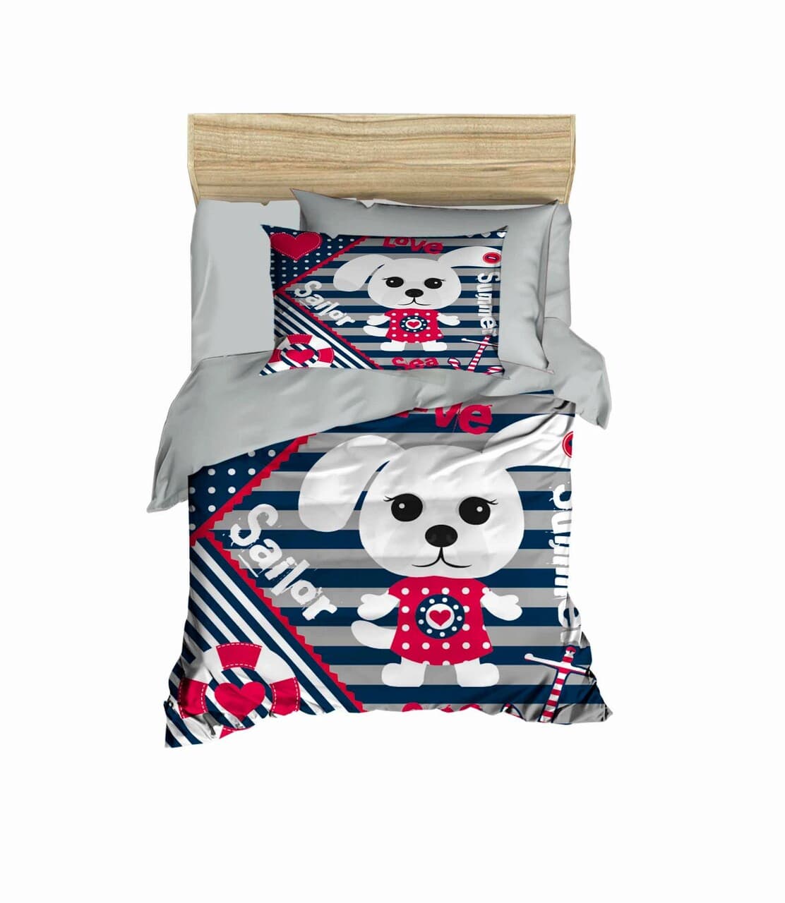 Lenjerie de pat pentru copii, L'essentiel Maison, PH111, Rosu / Bleumarin / Alb