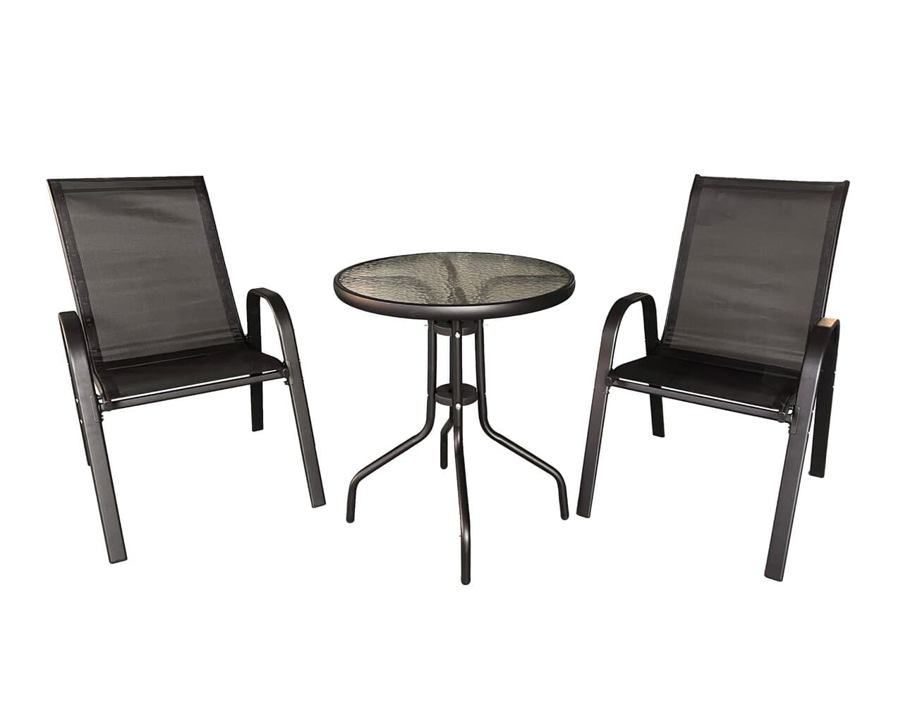 Set mobilier pentru camping Savona, Heinner, 3 piese, aluminiu/MDF, negru