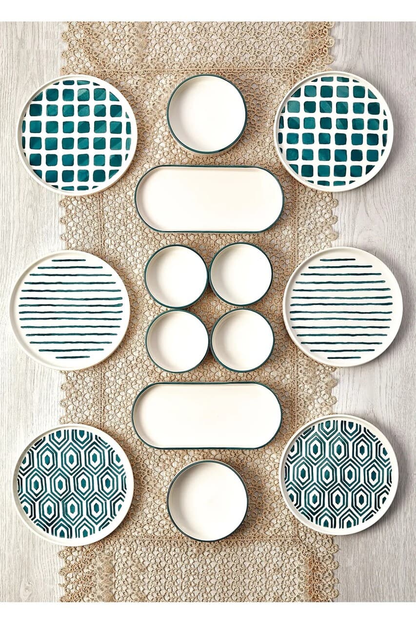 Set de mic dejun, Hermia, 430KSV1385, Platou: 25 x 11 x 3,5 cm (2 bucati), Multicolor