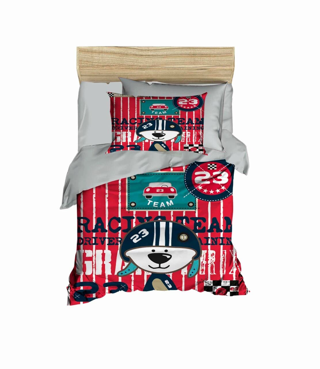 Lenjerie de pat pentru copii, L'essentiel Maison, PH112, Rosu / Gri / Bleumarin