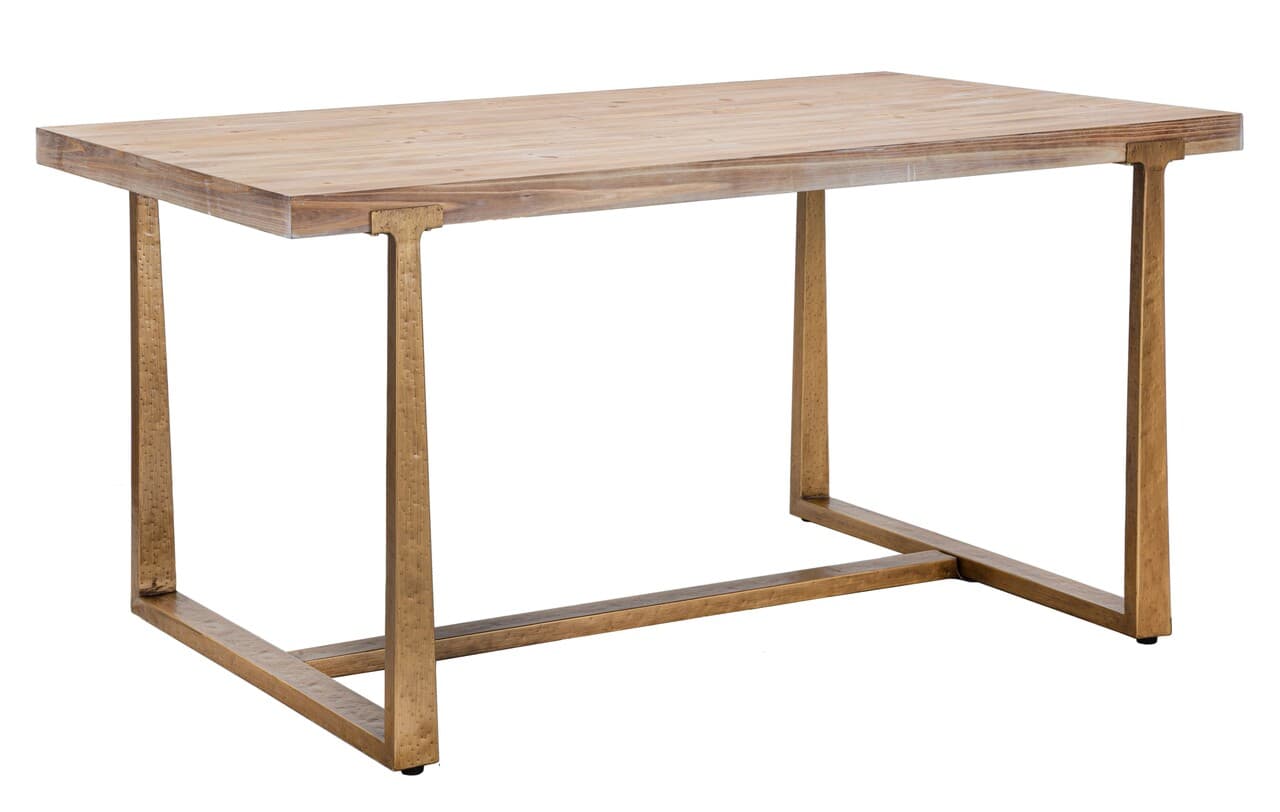 Masa dining Ankara, Mauro Ferretti, 150x90x78 cm, MDF/fier, maro/auriu