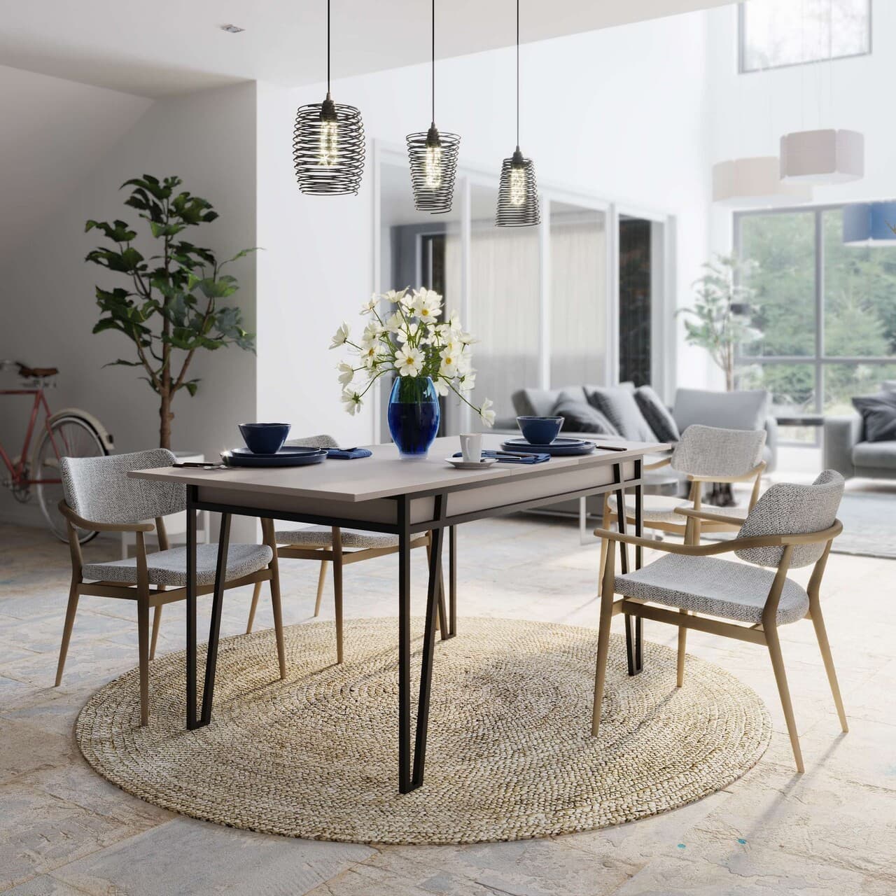 Masa extensibila, Hanah Home, Pal, 132x76x80 cm, Mocha