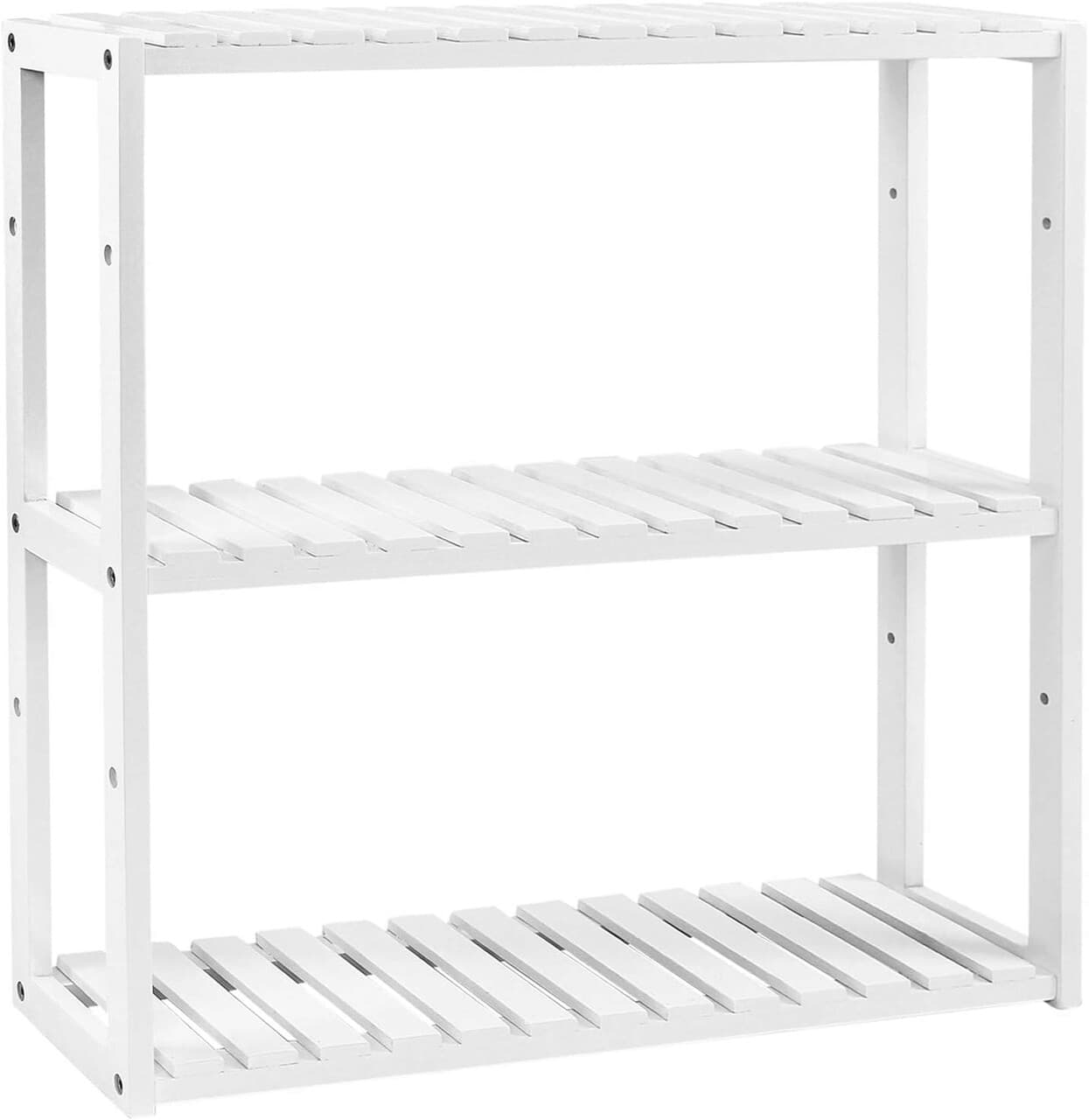 Raft de depozitare multifunctional Songmics, 60x15x54 cm, bambus, alb