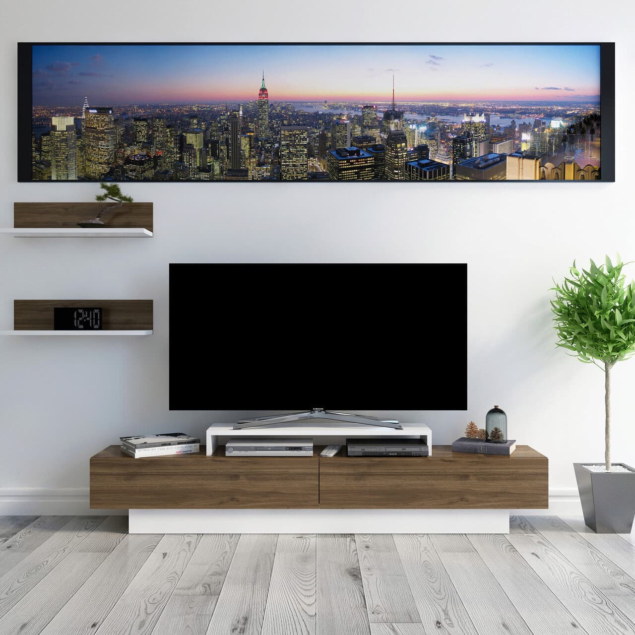 Comoda TV, Hanah Home, Lusi, 180x31x40 cm, Alb/Maro