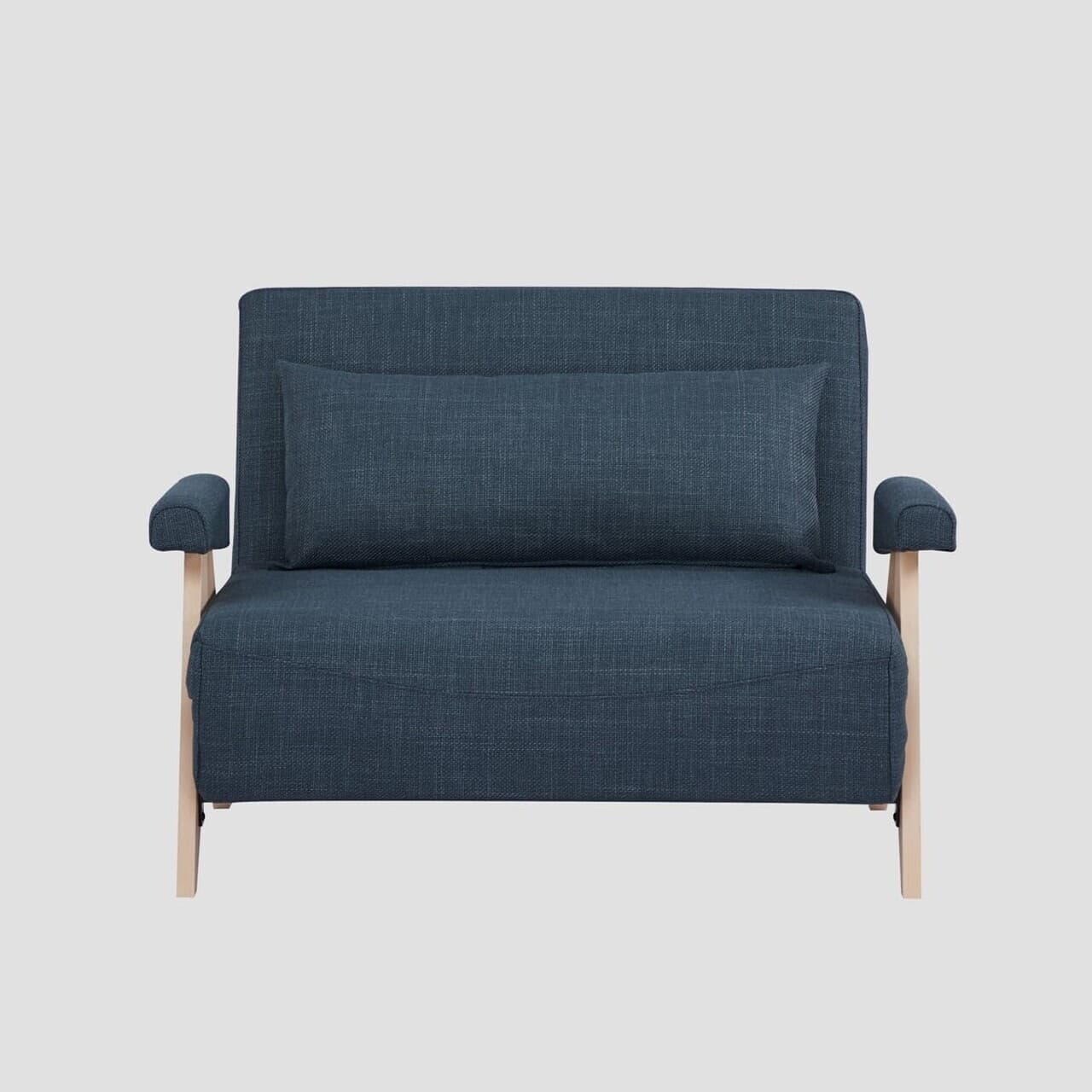 Canapea extensibila 1 loc Calore, Homla, 117x90x82 cm, lemn/poliester, albastru inchis