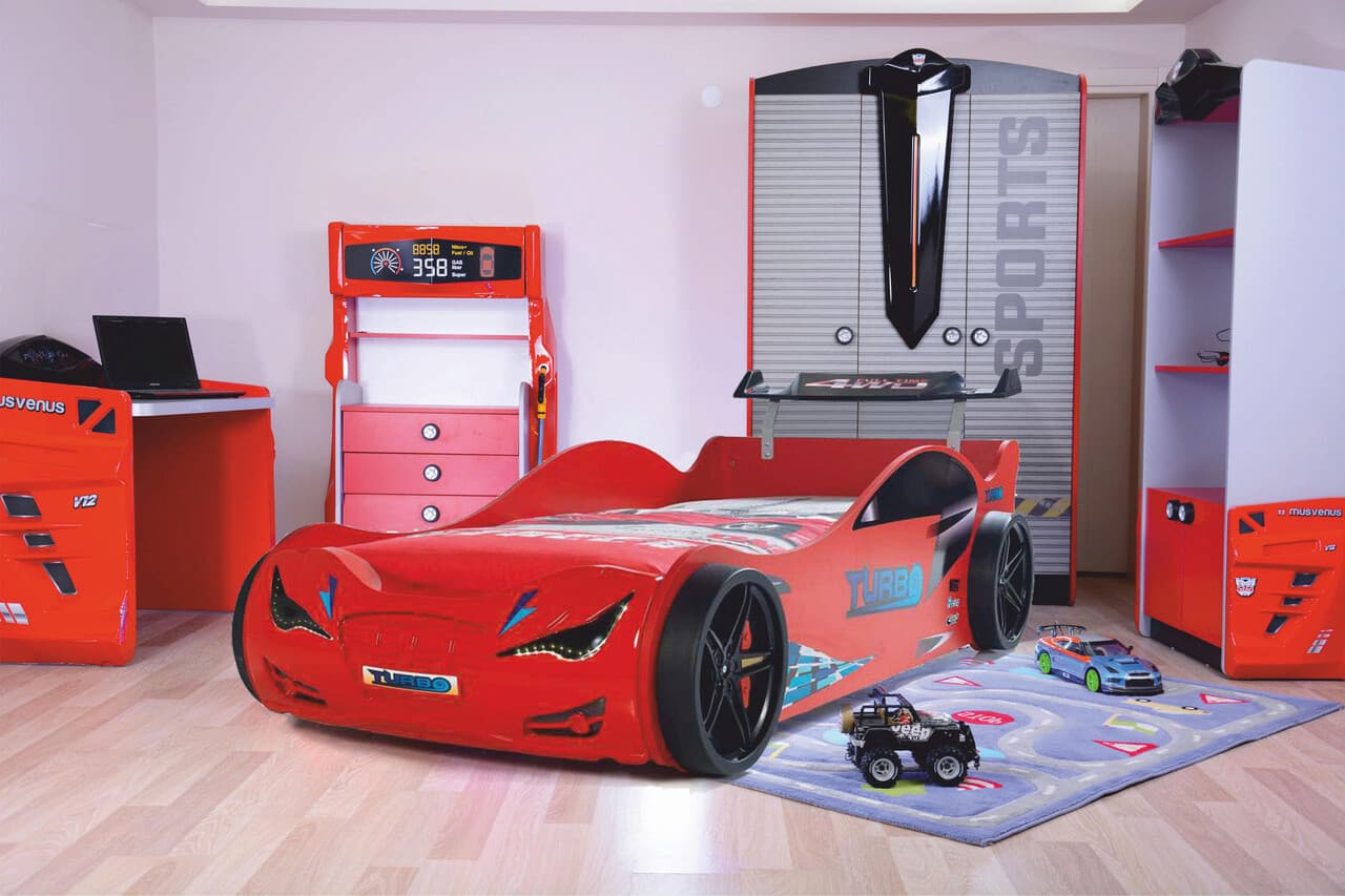 Pat pentru copii Car, Hanah Home, Eko, 120x60x230 cm, Multicolor