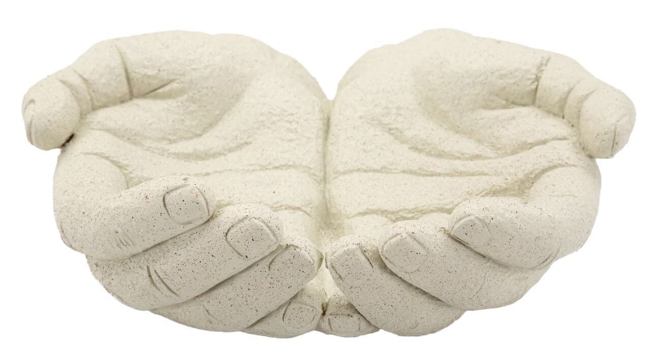 Vas decorativ Hand Tray Stons, Mauro Ferretti, 22.7x20x7.3 cm, polirasina, crem