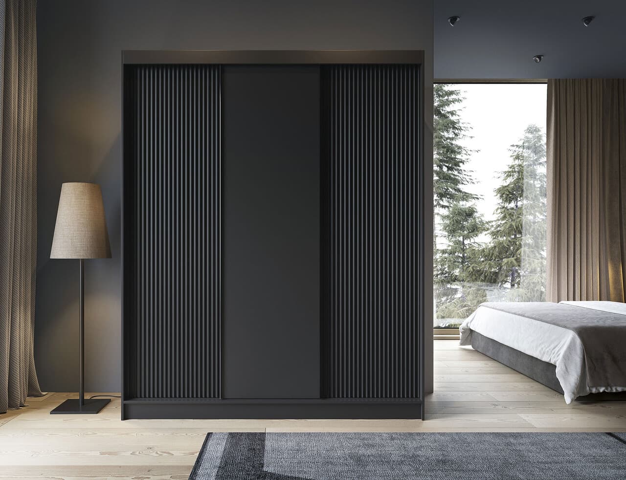 Dulap pentru haine ELTAP, Prescco III, 180x60x220 cm, MDF/ABS, negru