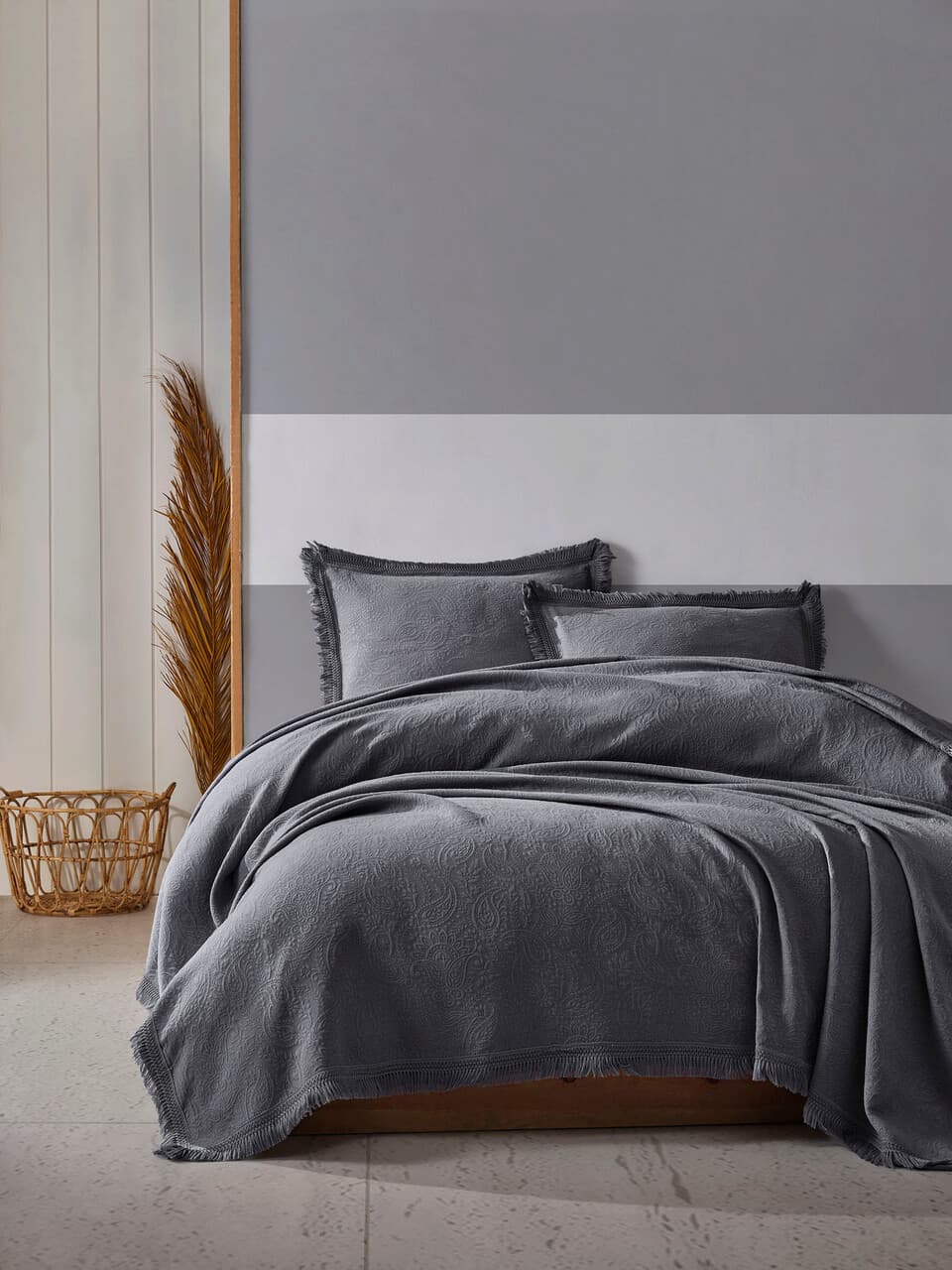 Set cuvertura pique dubla, L'essentiel Maison, Grace, Antracit