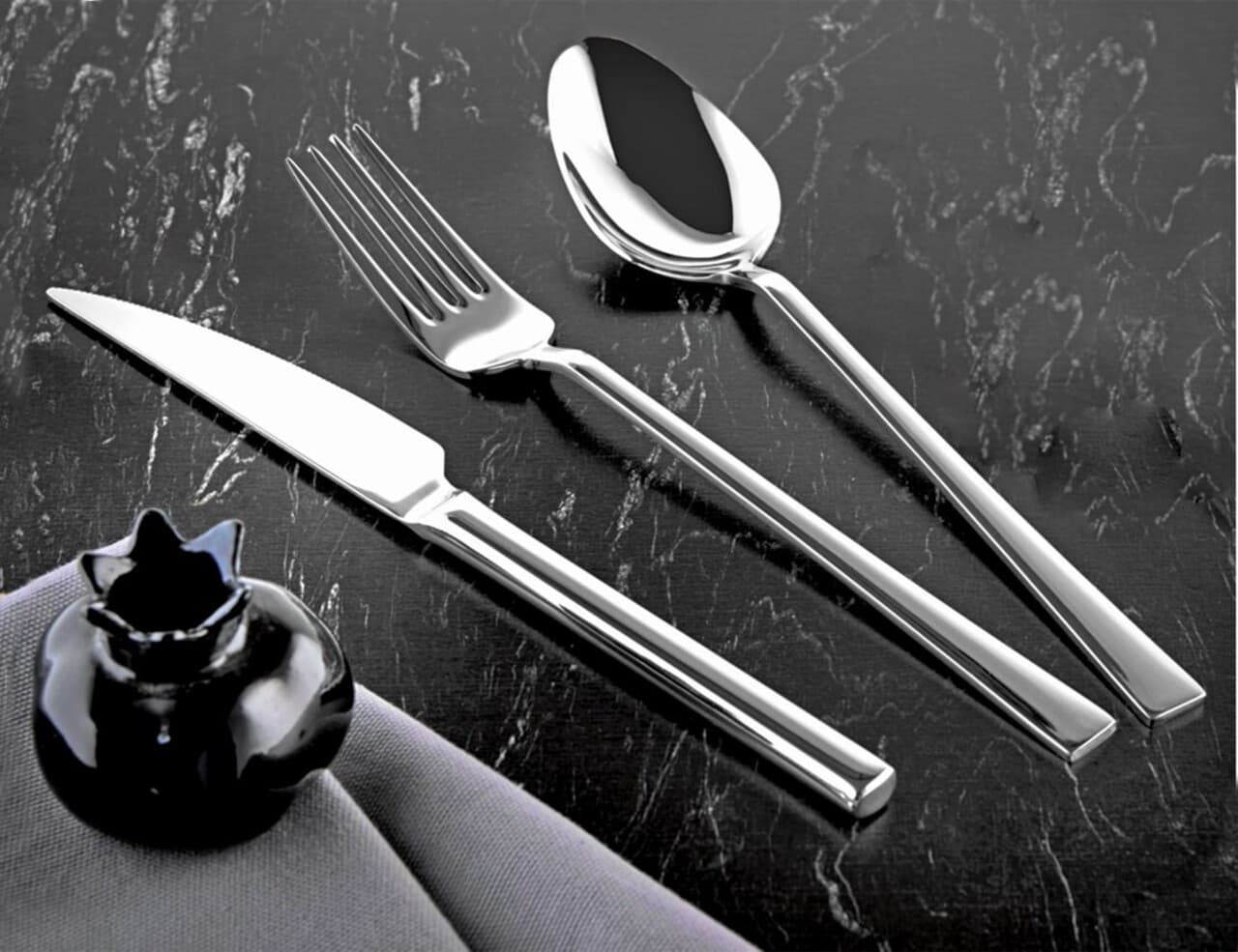 Set tacamuri, Hermia, 357NYP1308, Furculita de masa: 21 x 2,5 cm (6 bucati), Argintiu