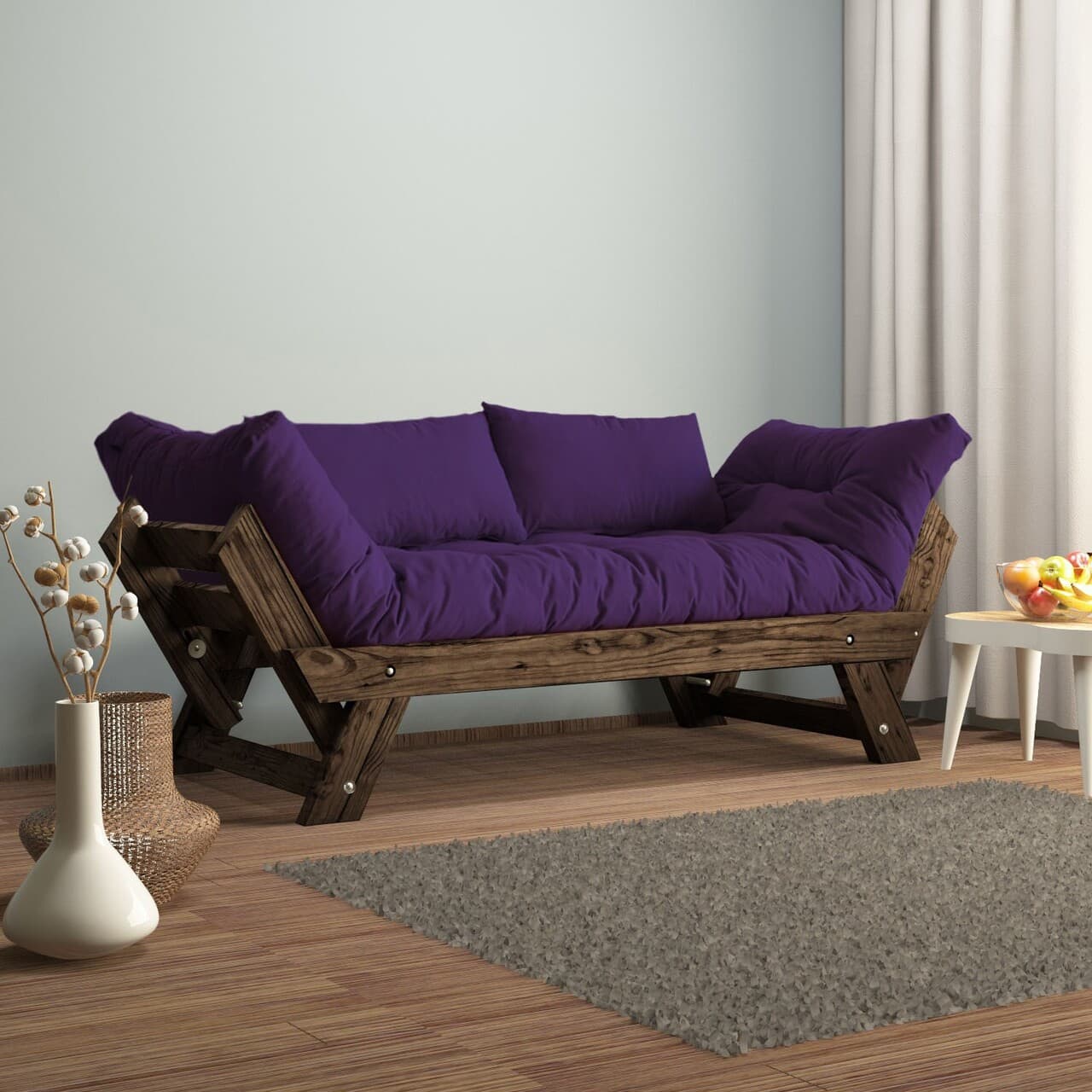 Canapea de gradina cu 2 locuri, Hanah Home, CPT8121-210, Nuc / Mov