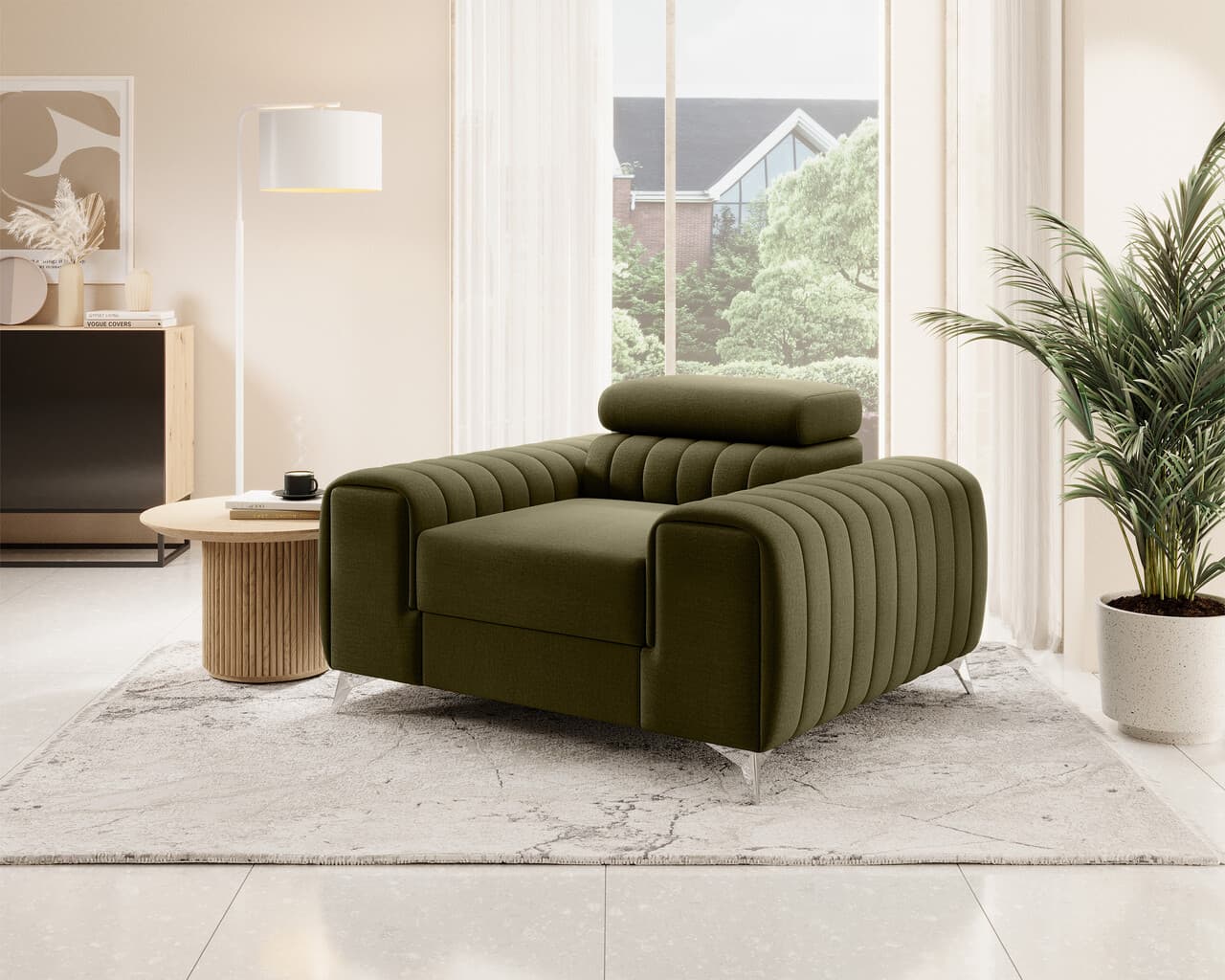 Fotoliu, ELTAP, AR-LAU-33NU, Laurence, 125x97x105 cm, lemn/poliester, verde