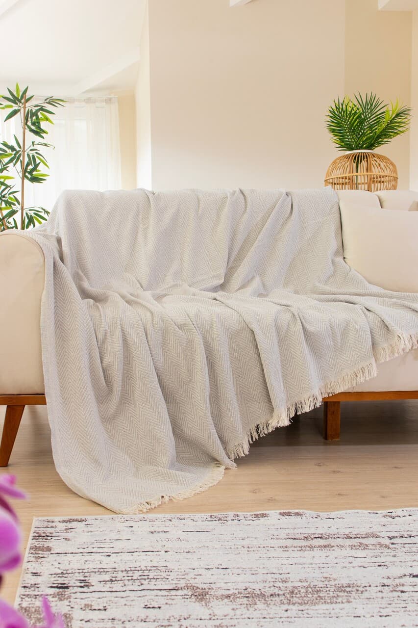 Cuvertura de pat, L'essentiel Maison, Woven Cozy, Gri