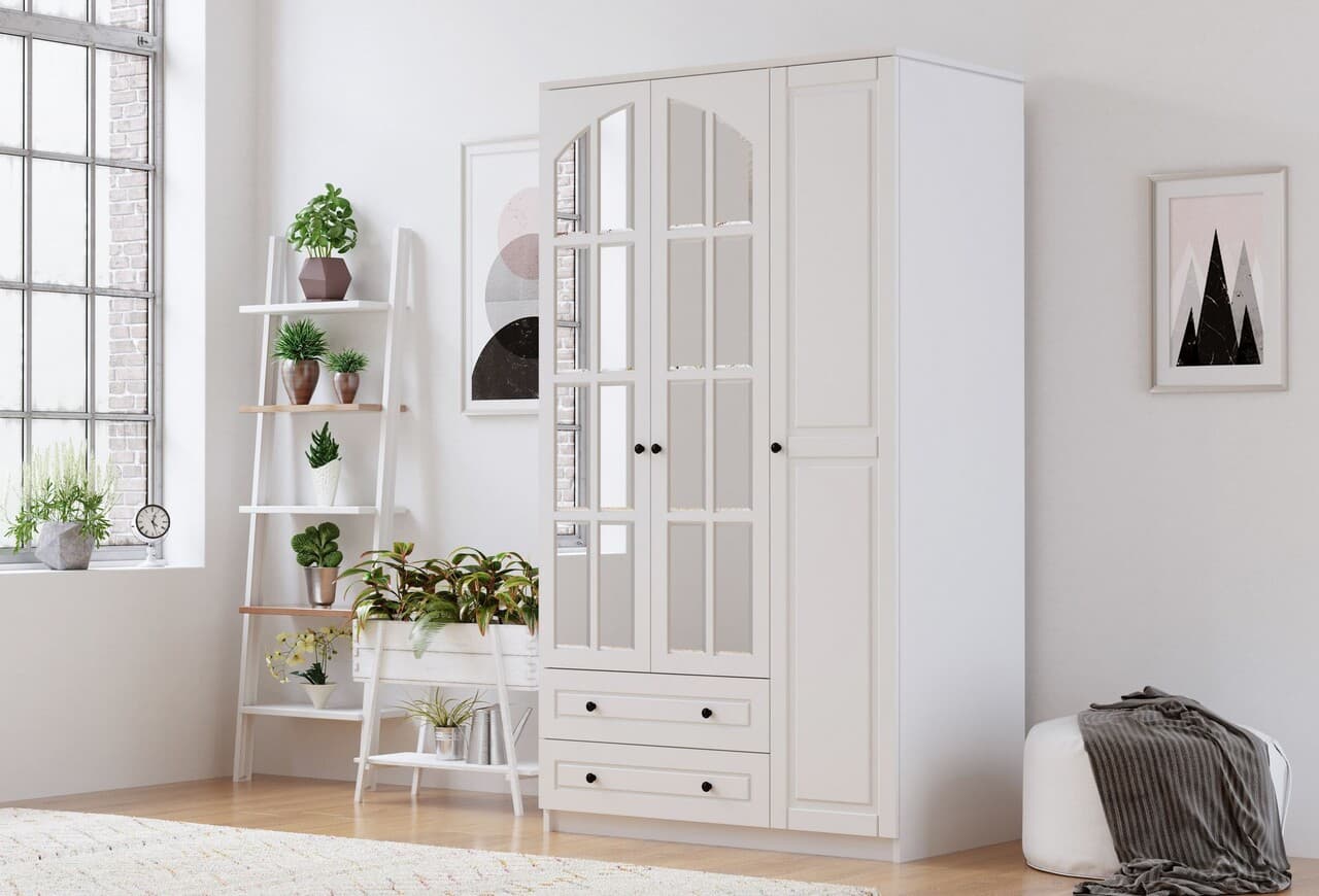 Dulap pentru haine, Hanah Home, Rb-010, 105x180x52 cm, Alb mat
