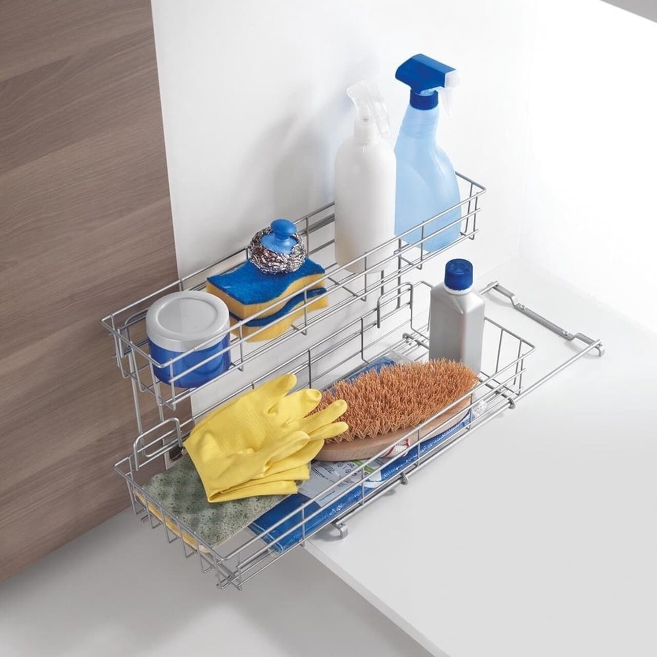 Etajera cu 2 cosuri pentru dulap Metaltex Limpio