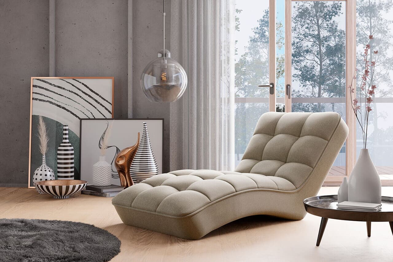 Sezlong living ELTAP, LOR-22IN, Loren, 170x85x85 cm, lemn/poliester, bej