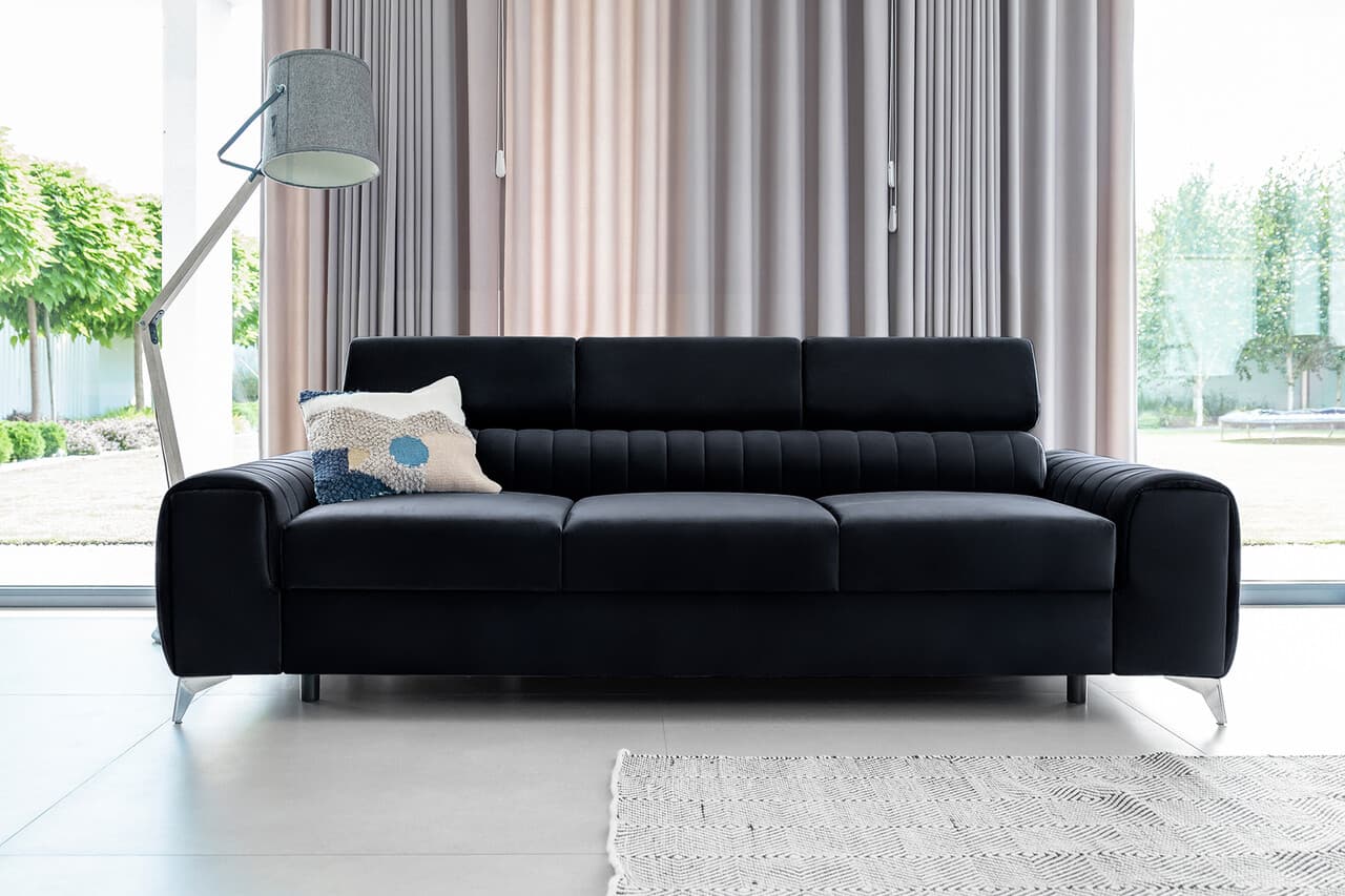 Canapea extensibila 3 locuri, ELTAP, SO-LAU-79MO, Laurence, 261x97x105 cm, lemn/poliester, graphite