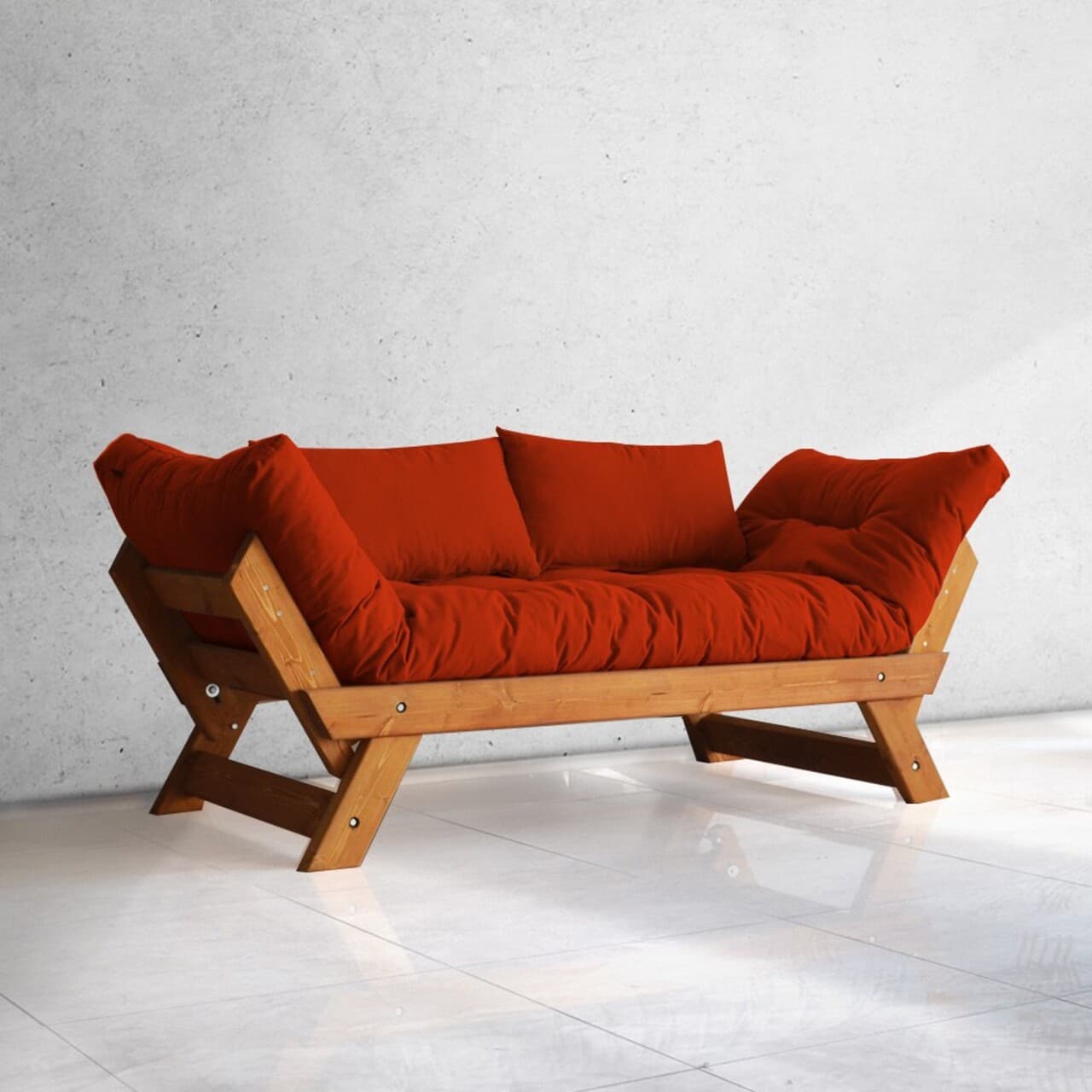 Canapea de gradina cu 2 locuri, Hanah Home, CPT8102-210, Tec / Rosu