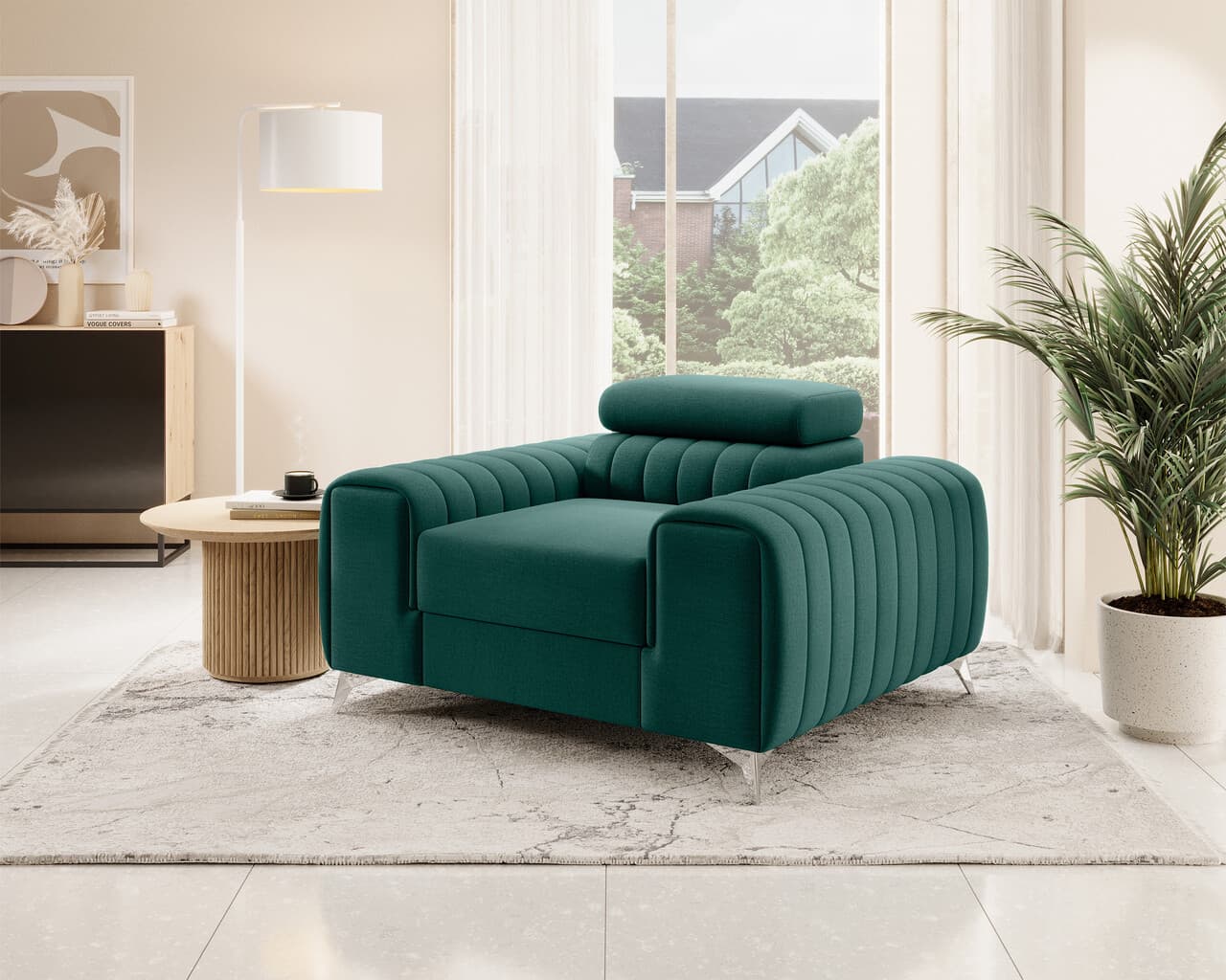 Fotoliu, ELTAP, AR-LAU-35NU, Laurence, 125x97x105 cm, lemn/poliester, verde deschis
