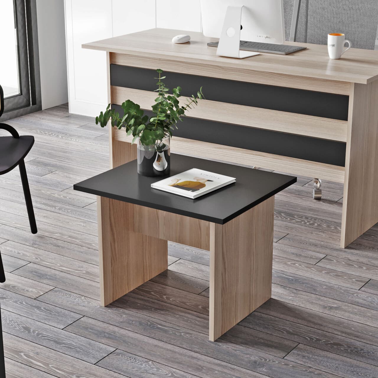 Masuta de cafea, Hanah Home, Vo2-Ob, 60x46.3x50 cm, Stejar / Negru