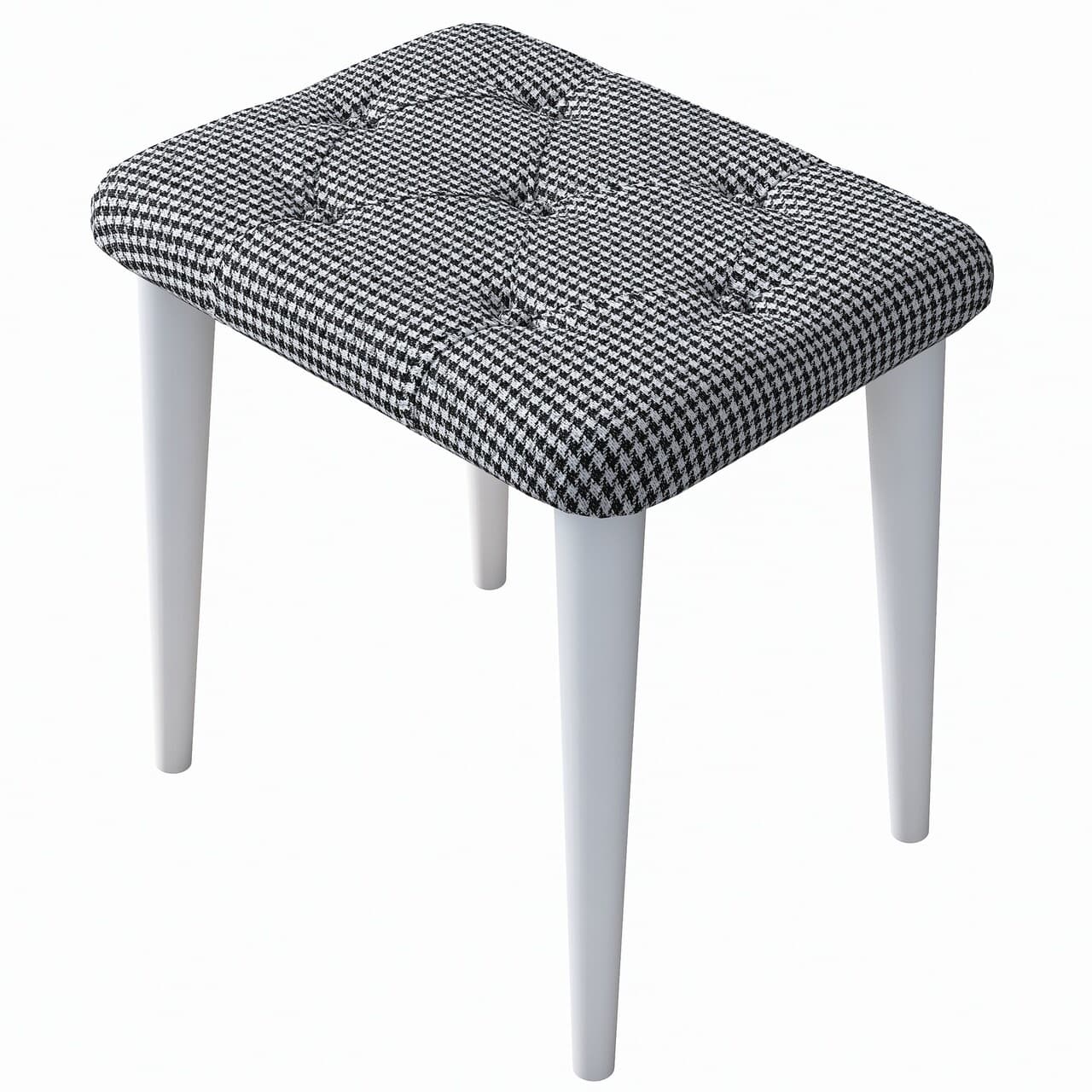 Taburet, Hanah Home, BM101, 45x45x35 cm, Alb/Negru