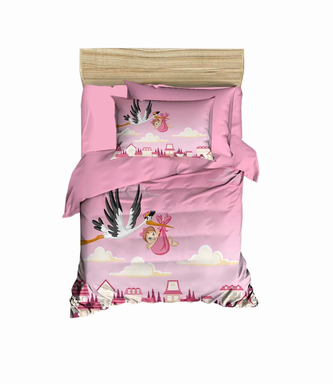 Lenjerie de pat pentru copii, L'essentiel Maison, PH120, Pudra / Alb / Roz