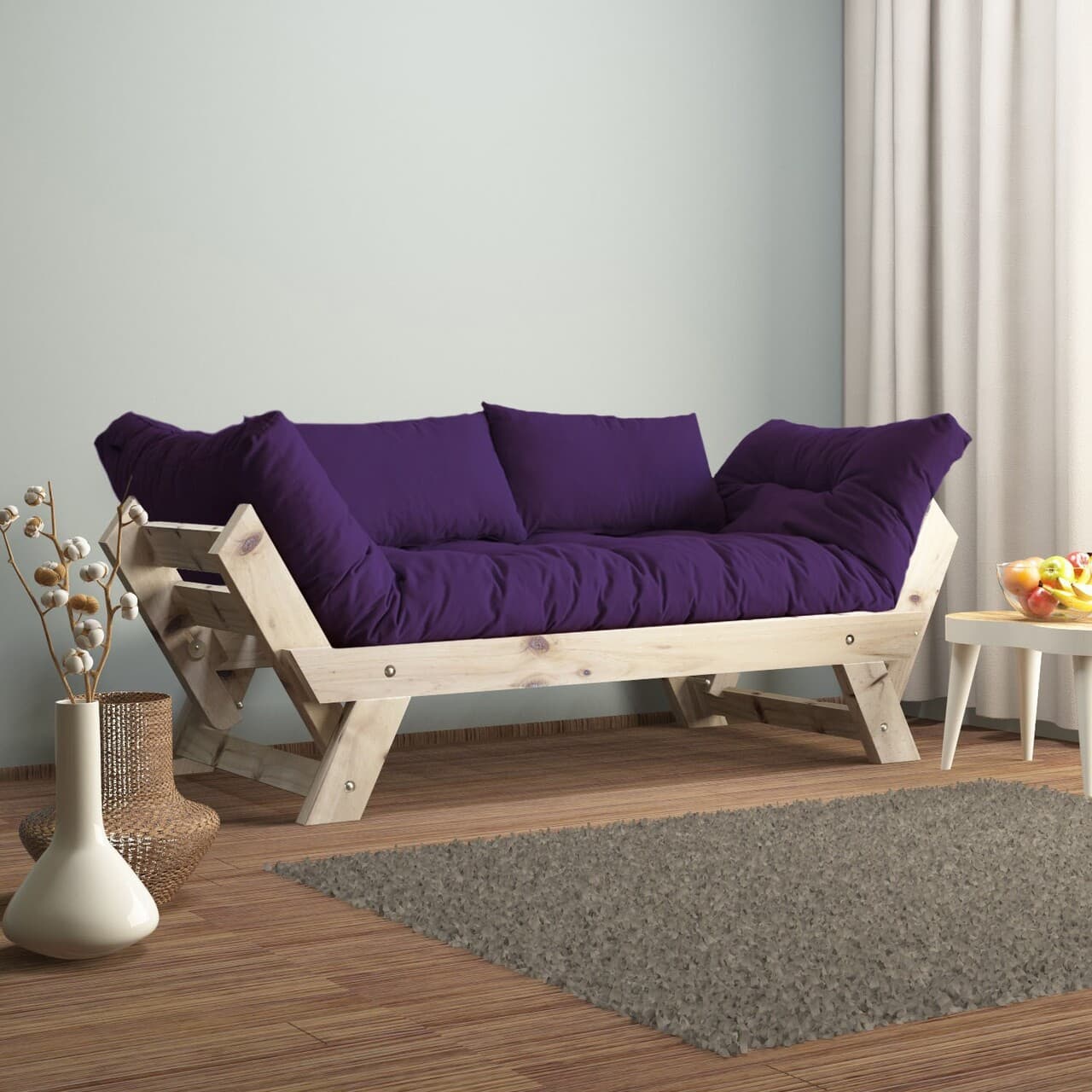 Canapea de gradina cu 2 locuri, Hanah Home, CPT8124-210, Natural / Mov