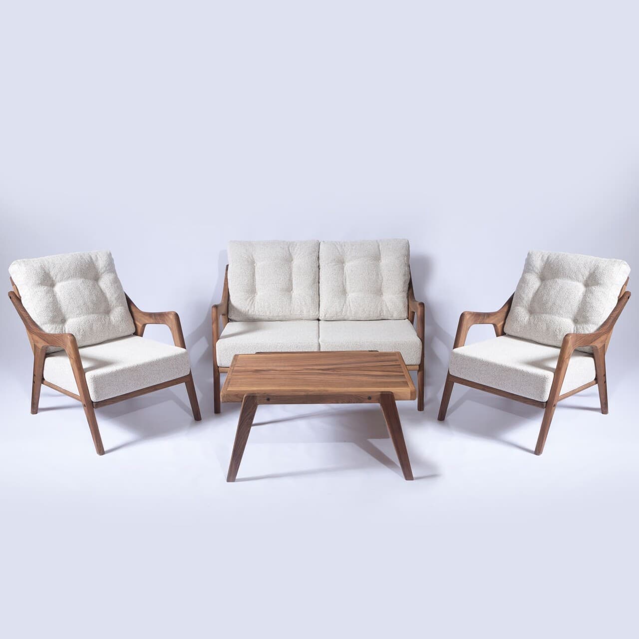 Set masa si scaune de gradina 4 piese, Hanah Home, MYC01, Crem