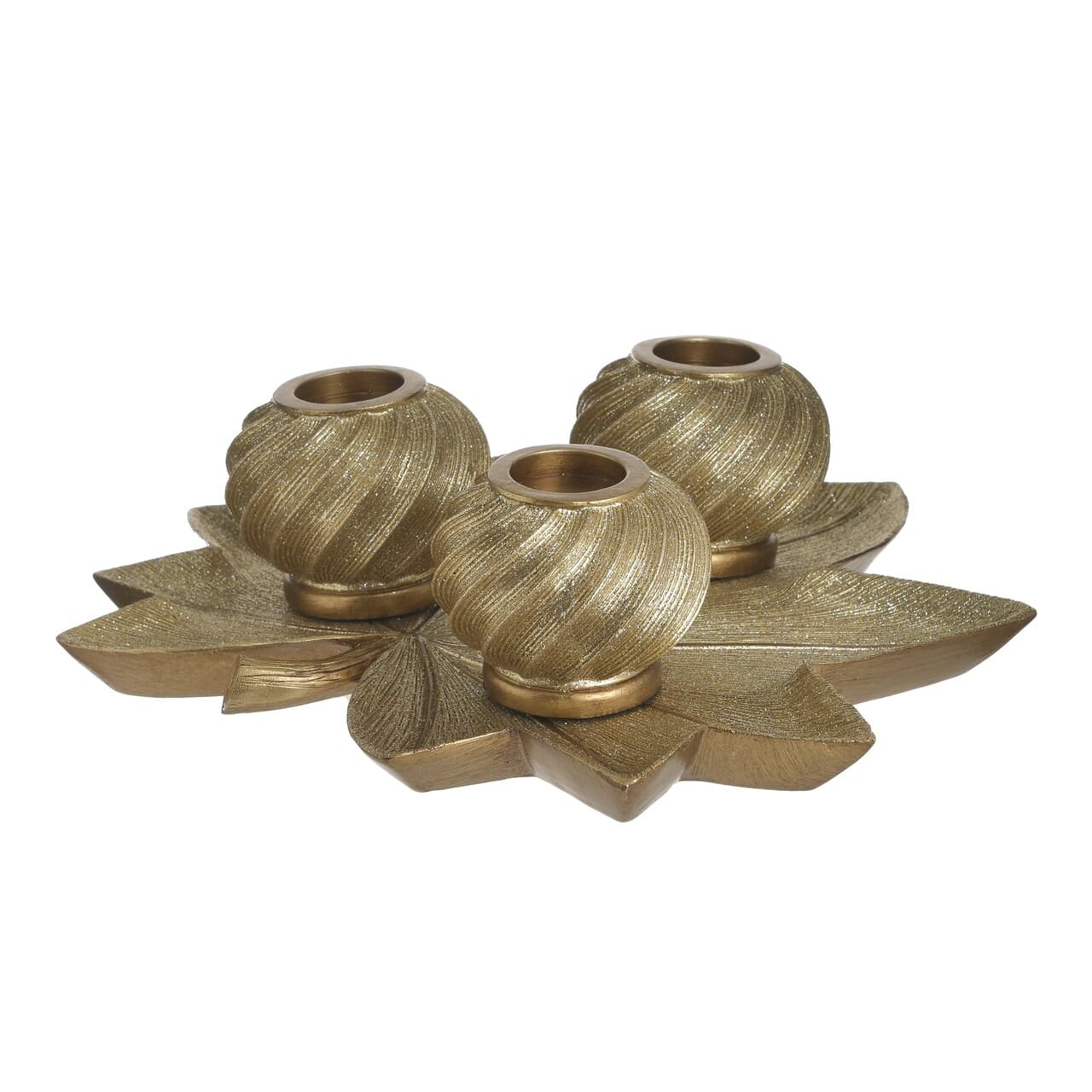 suport pentru lumanari inart 3 lumanari 36x35 cm polirasina auriu