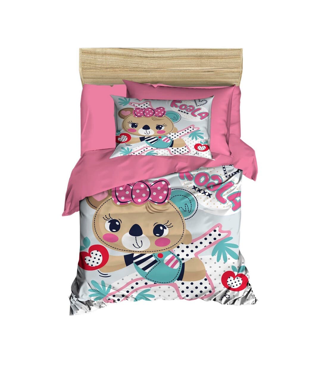 lenjerie de pat pentru copii l 039 essentiel maison ph148 roz alb maro