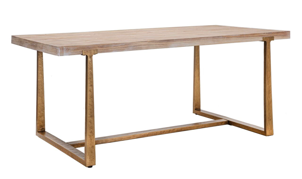 Masa dining Ankara, Mauro Ferretti, 180x90x78 cm, MDF/fier, maro/auriu