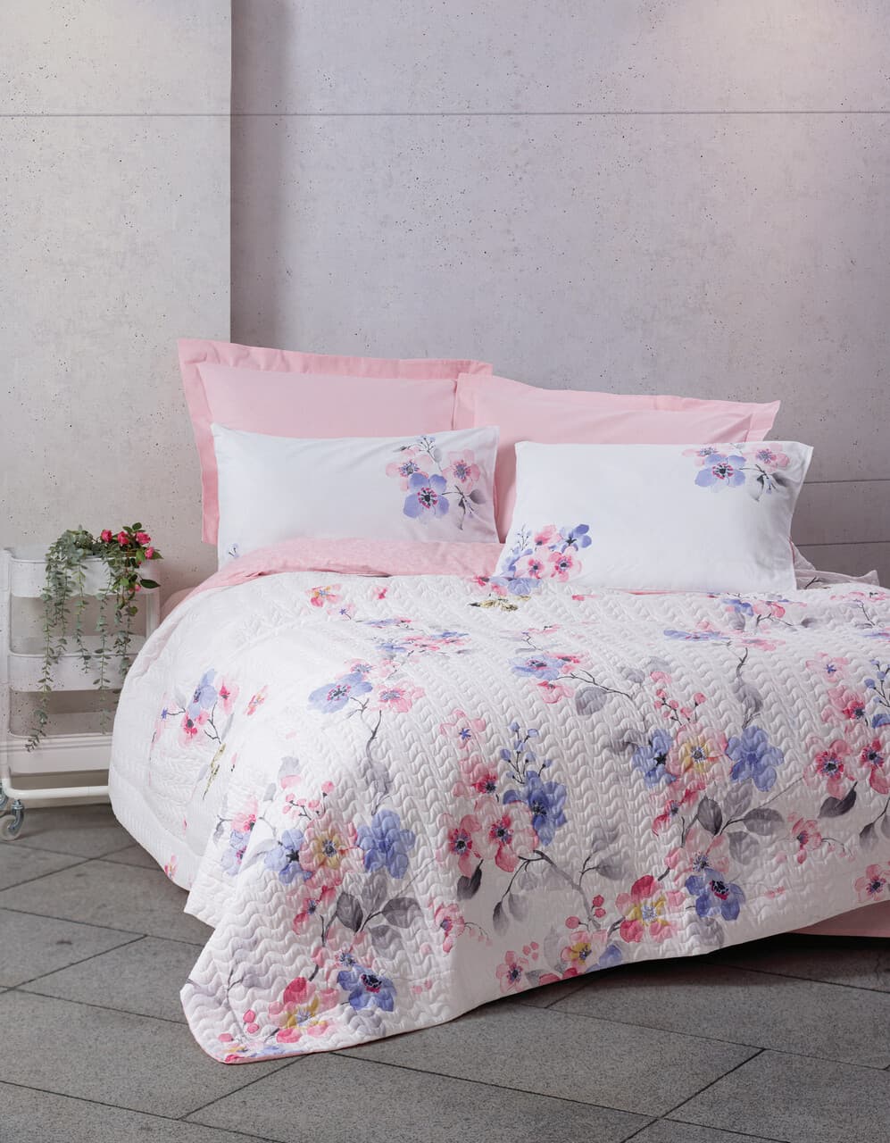 set cuvertura matlasata single l 039 essentiel maison jayda bumbac ranforce pink white purple