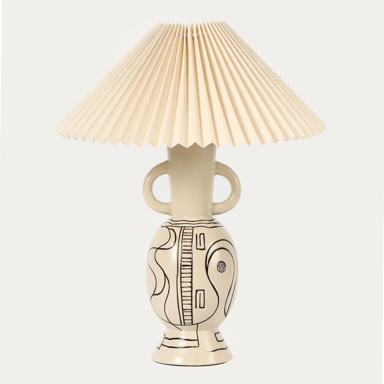 Lampa de masa Teta, Homla, 35.5x44 cm, 60W, 1x E27, ceramica/bumbac, bej