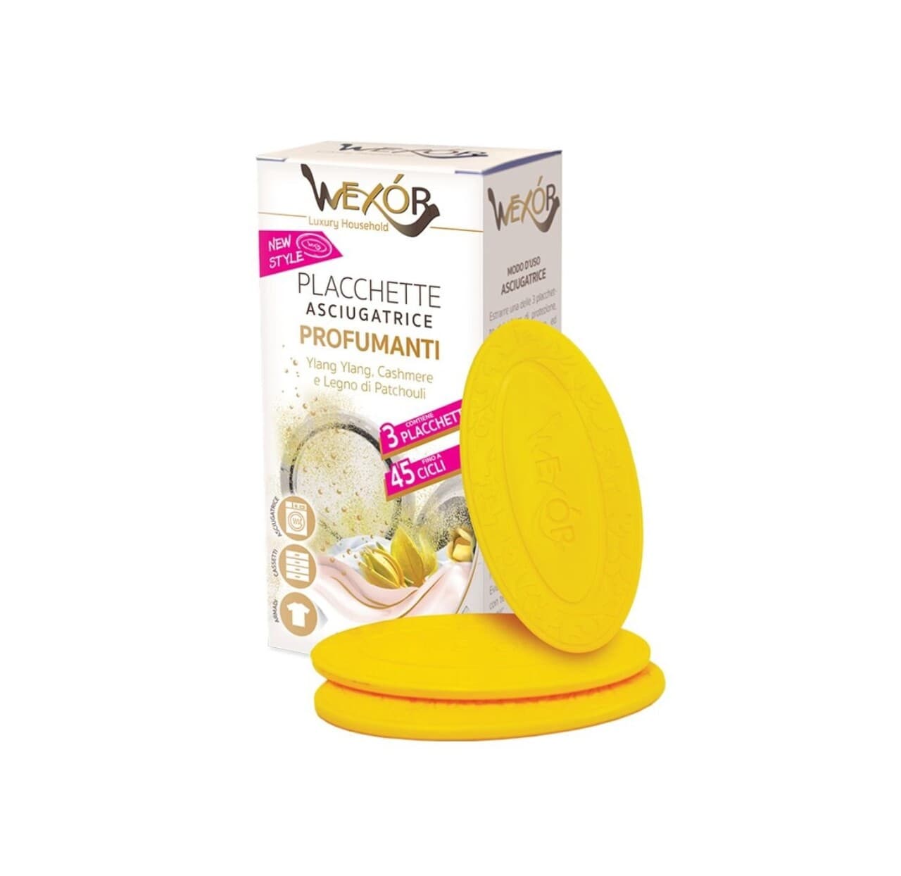 set 2 x plachete parfumate pentru uscatorul de rufe 40g buc ylang ylang cashmere amp patchouli wexor
