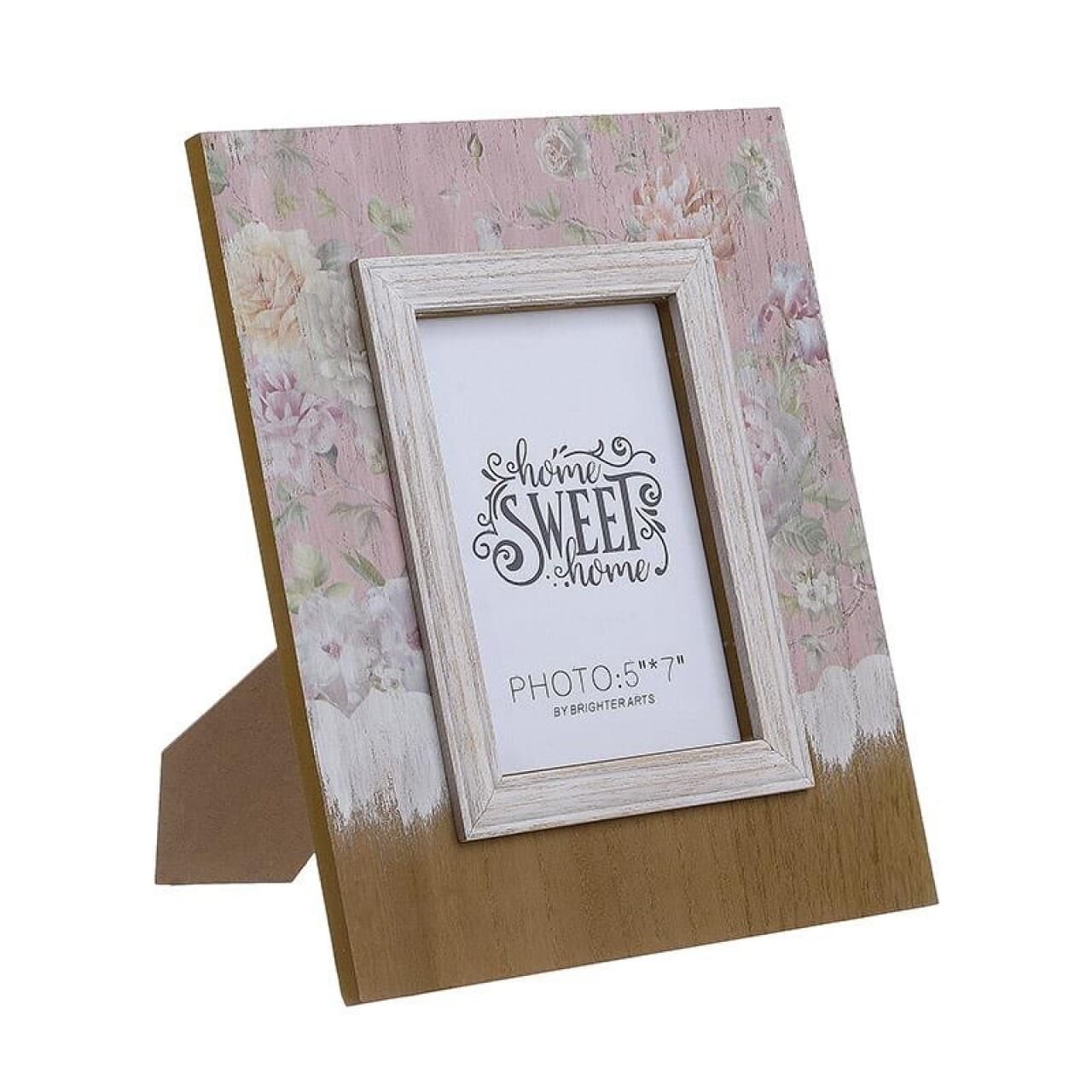 rama foto flowers inart 25 x 30 cm lemn maro roz