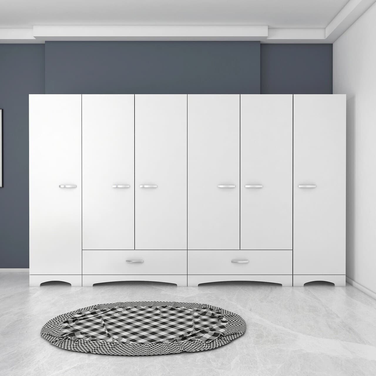 Dulap pentru haine, Hanah Home, F4, 243x181x47.6 cm, Alb
