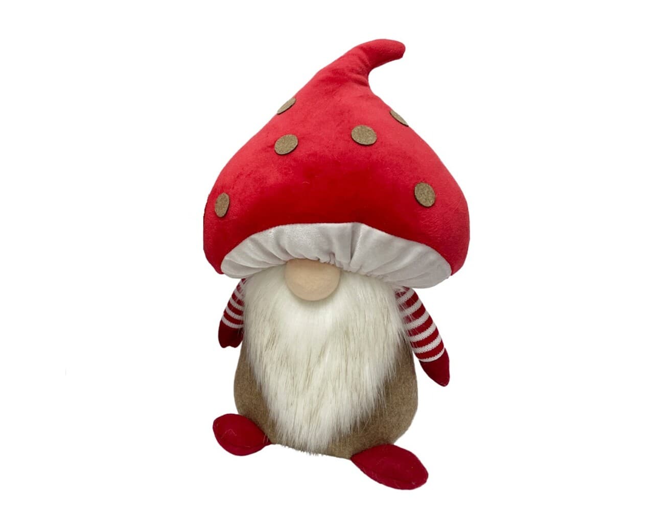 opritor pentru usa mushroom gnome brown dots v2 decoris 21x16x33 cm poliester rosu