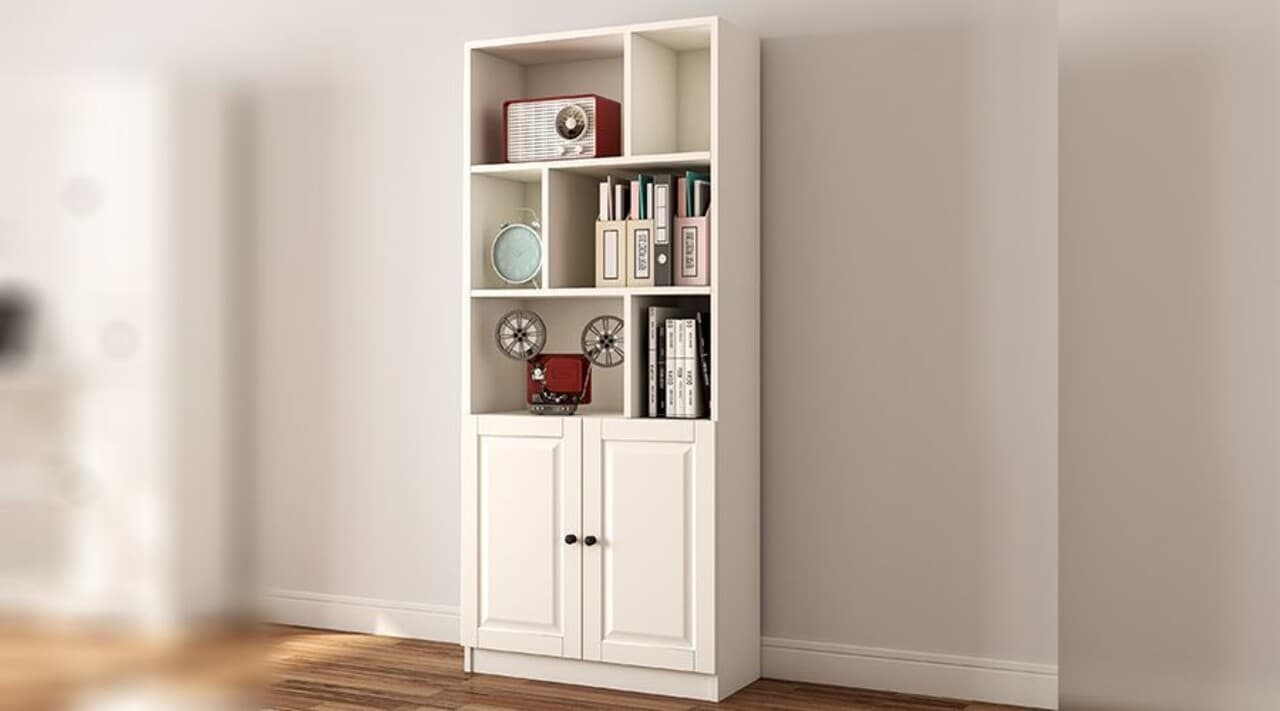 Corp biblioteca, Hanah Home, Rb-023, 70x180x33 cm, Alb mat