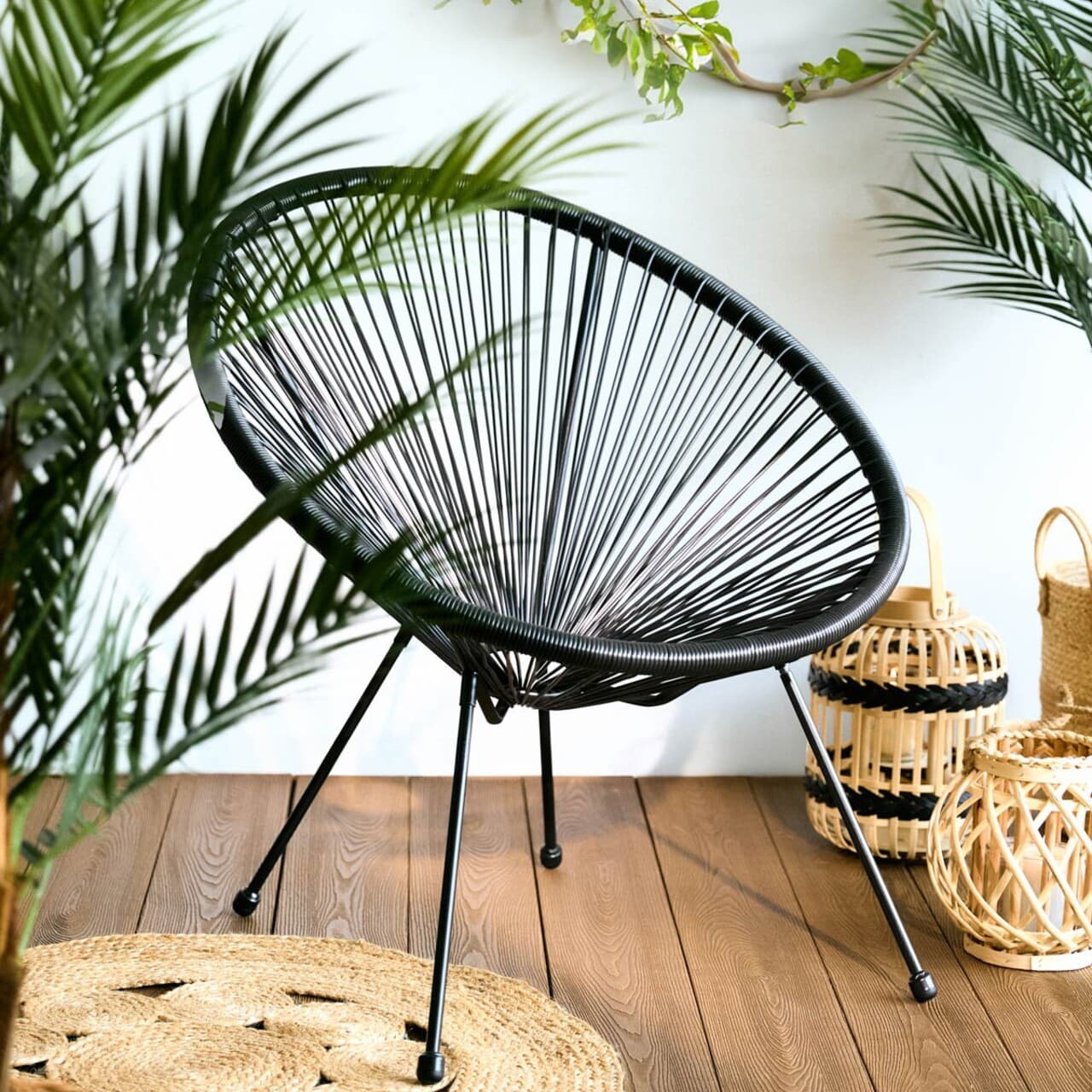 Scaun pentru gradina Acapulco Fiesta, Homla, 70x73x80 cm, metal/plastic, negru