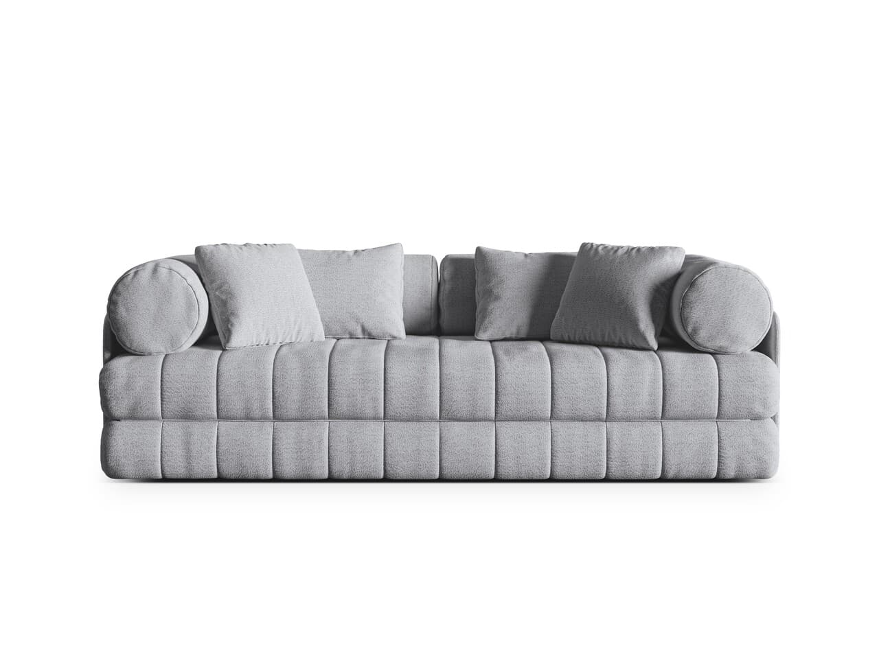 Canapea extensibila 3 locuri, Kemi, Cosmopolitan Design, 206x95x70 cm, tesatura boucle, gri