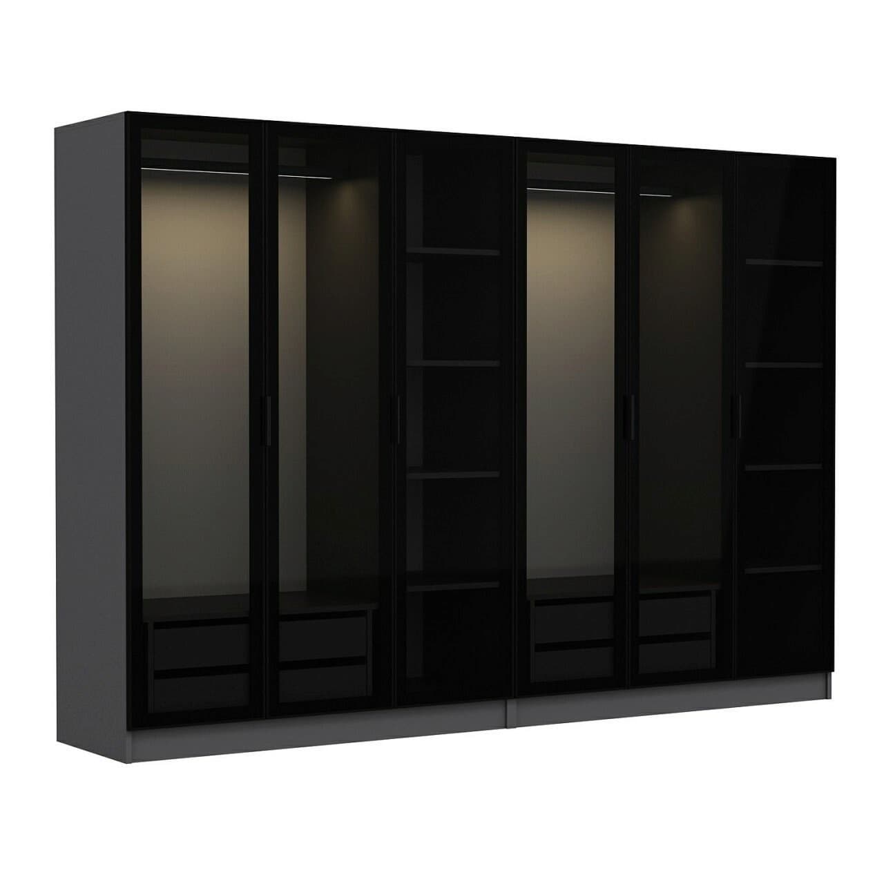 Dulap pentru haine, Hanah Home, Kale, 270x190x52 cm, Antracit / Negru