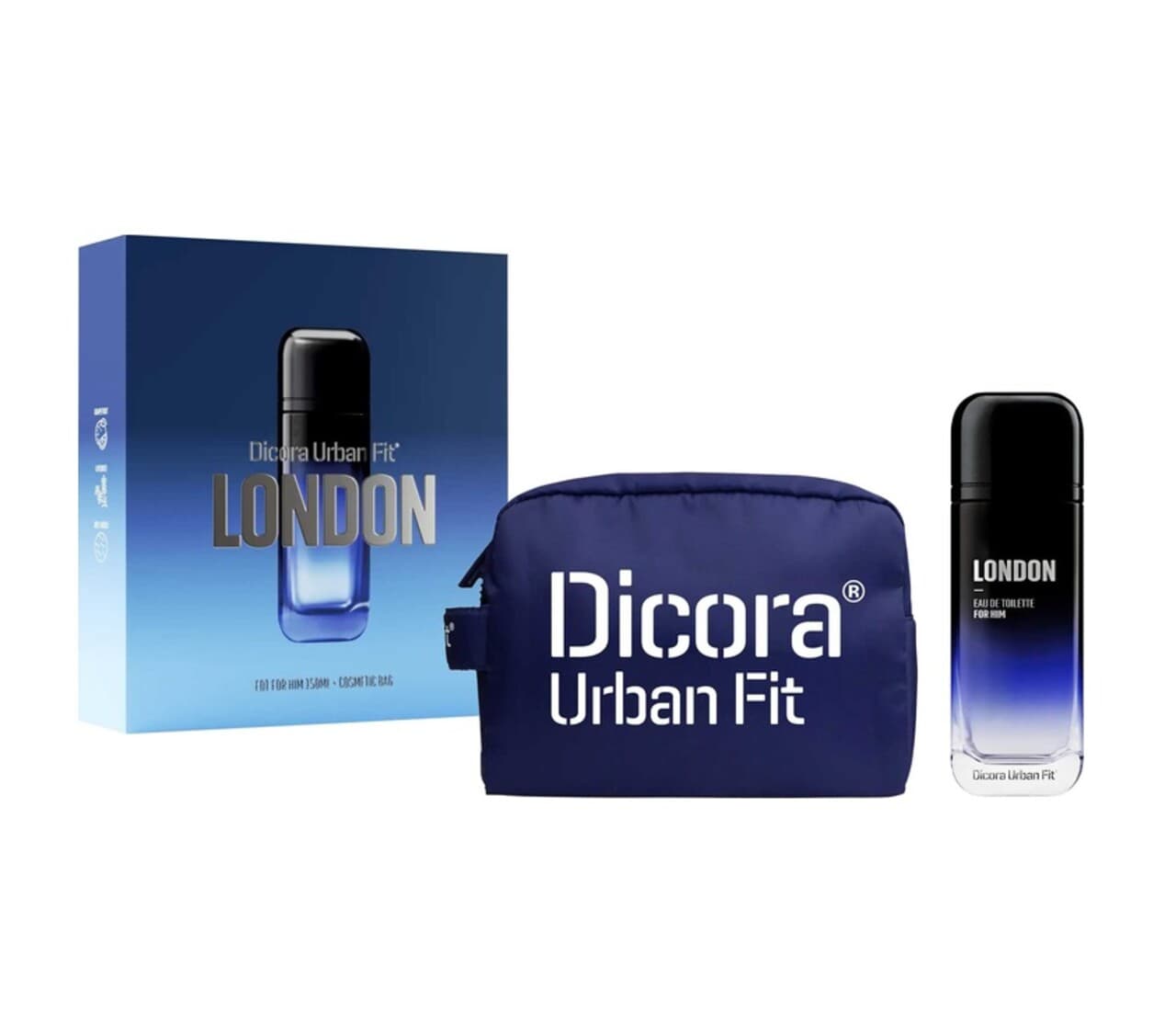 set apa de toaleta dama dicora urban fit london 150ml geanta cosmetica