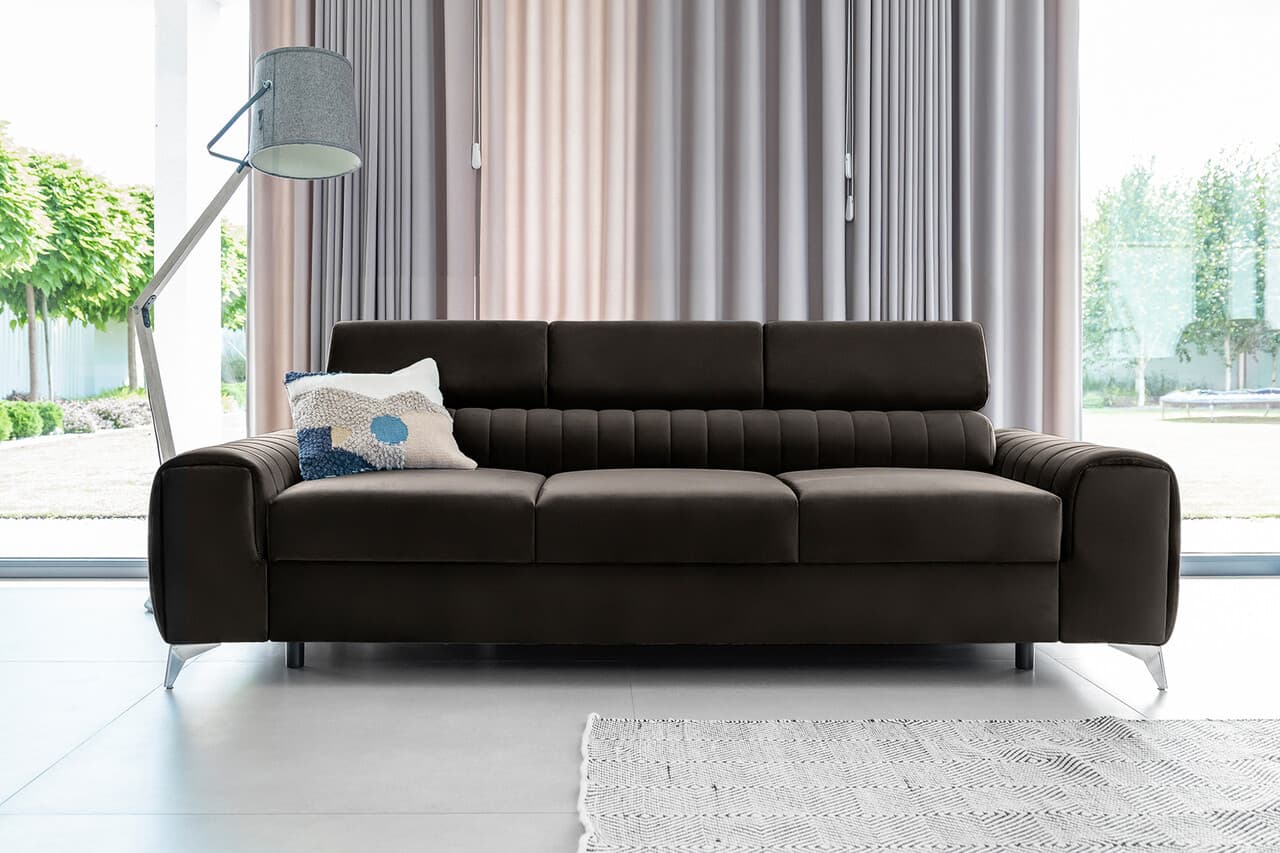 Canapea extensibila 3 locuri, ELTAP, SO-LAU-22NU, Laurence, 261x97x105 cm, lemn/poliester, maro inchis