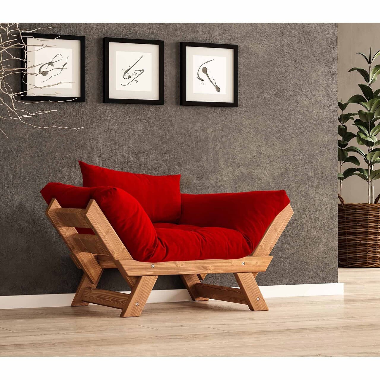 Fotoliu de gradina, Hanah Home, CPT8155-140, Tec / Rosu