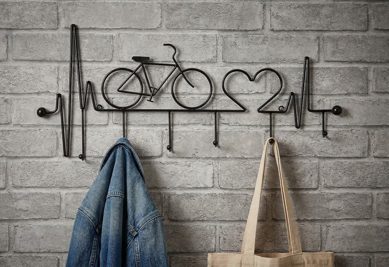 Cuier de perete, Mauro Ferretti, Bicycle, 59x3.2x26.5 cm, metal, negru