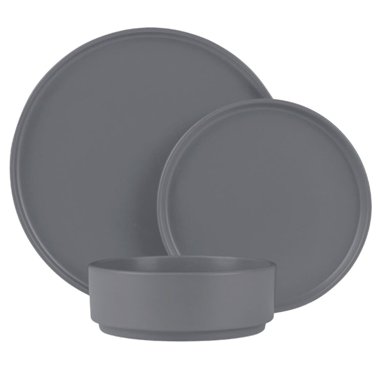Serviciu de masa 18 piese Berlinger Haus, Aspen, ceramica, gri mat