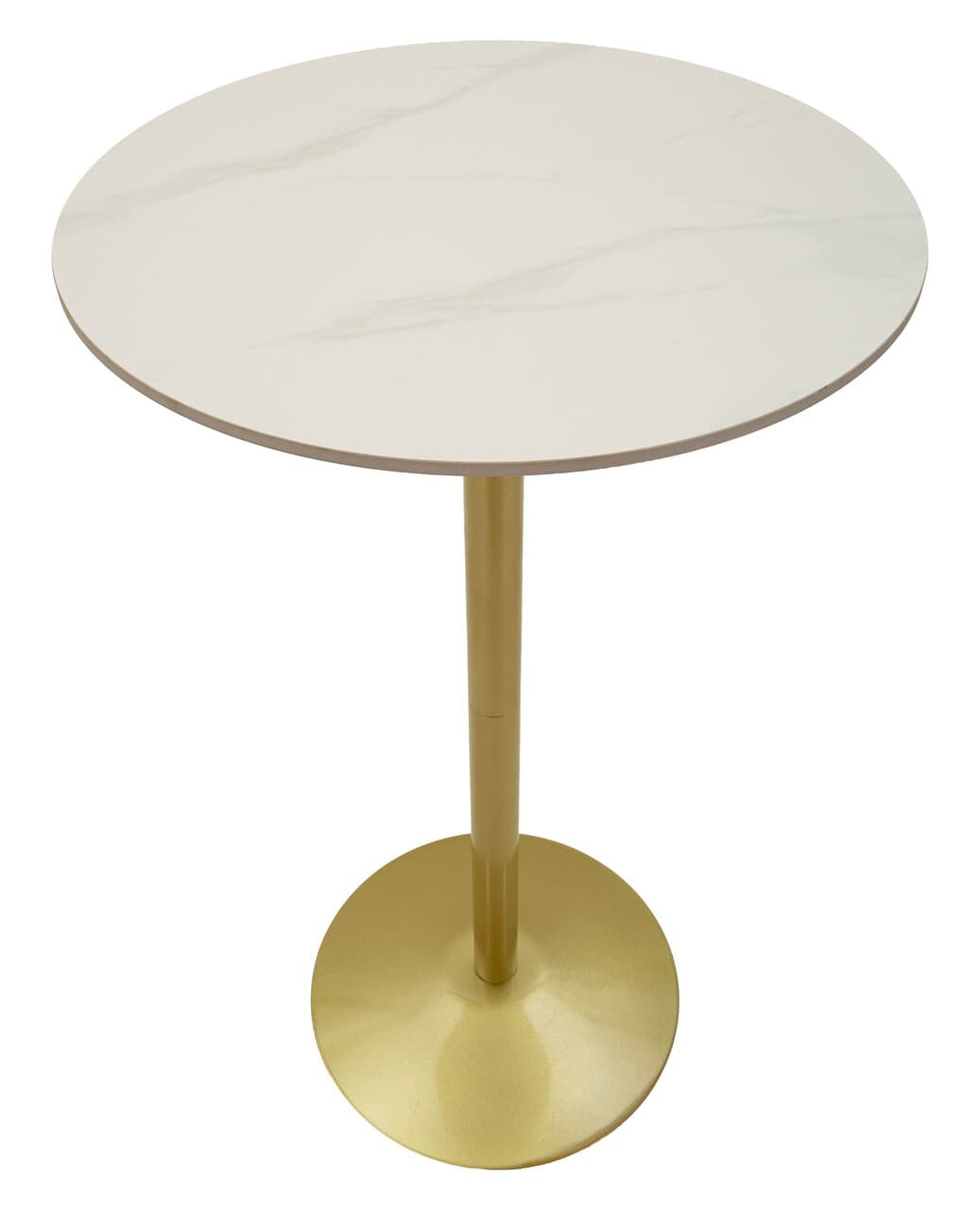 Masa de bar, Mauro Ferretti, Simply, 60x103 cm, metal/imitatie de marmura, auriu/alb