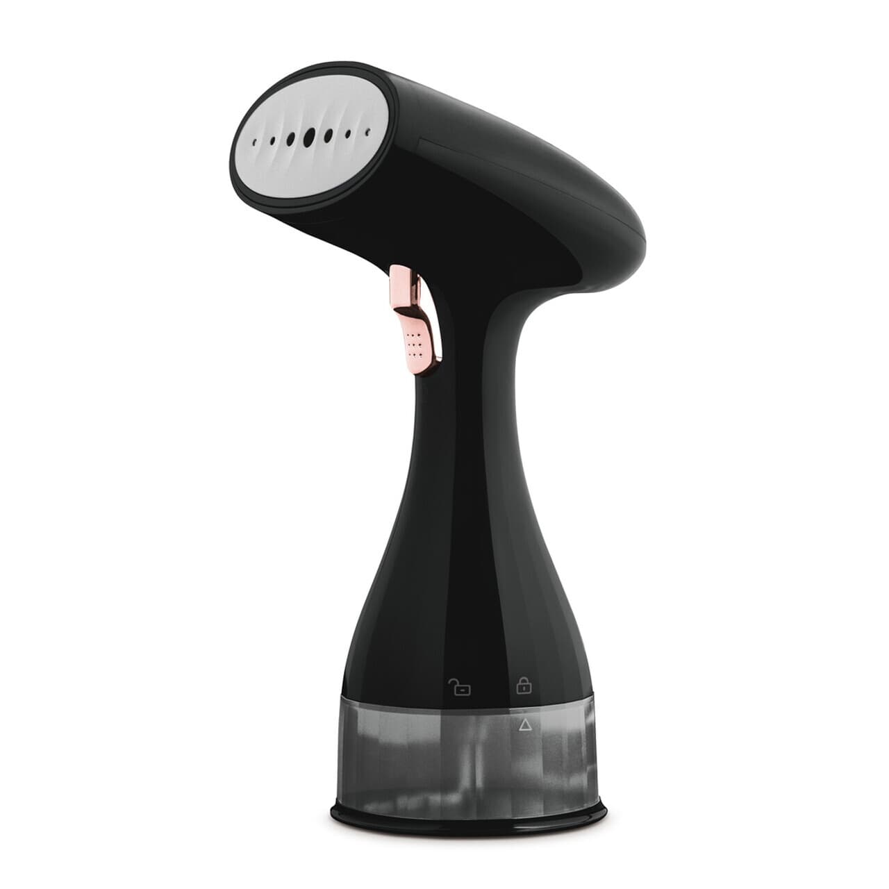 Aparat de calcat cu aburi Fashion TV, Matte Black-Rose Gold, 1500W, 220 ml, invelis ceramic, negru