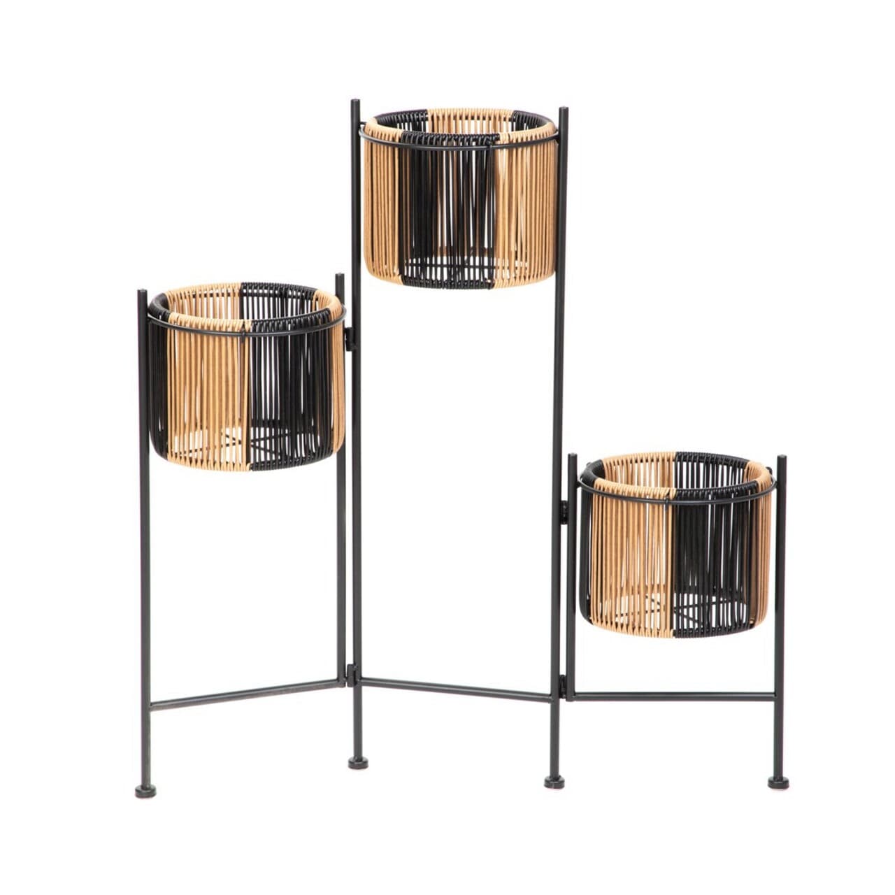 Suport pentru flori Floero, Homla, 67x23x70 cm, metal, negru/natur