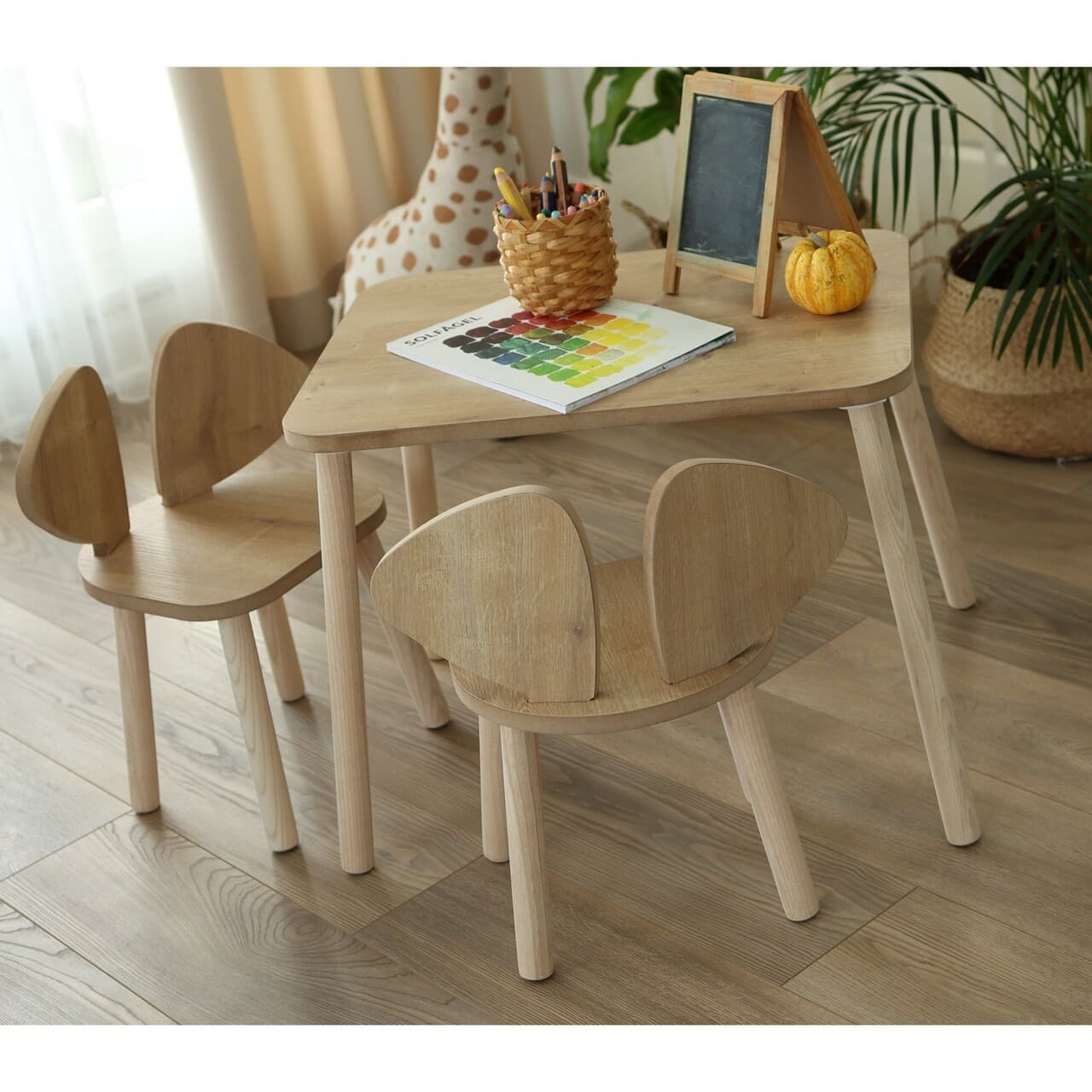 Set masa si scaun pentru copii, Hanah Home, Mickey Two Chair Set, Maro